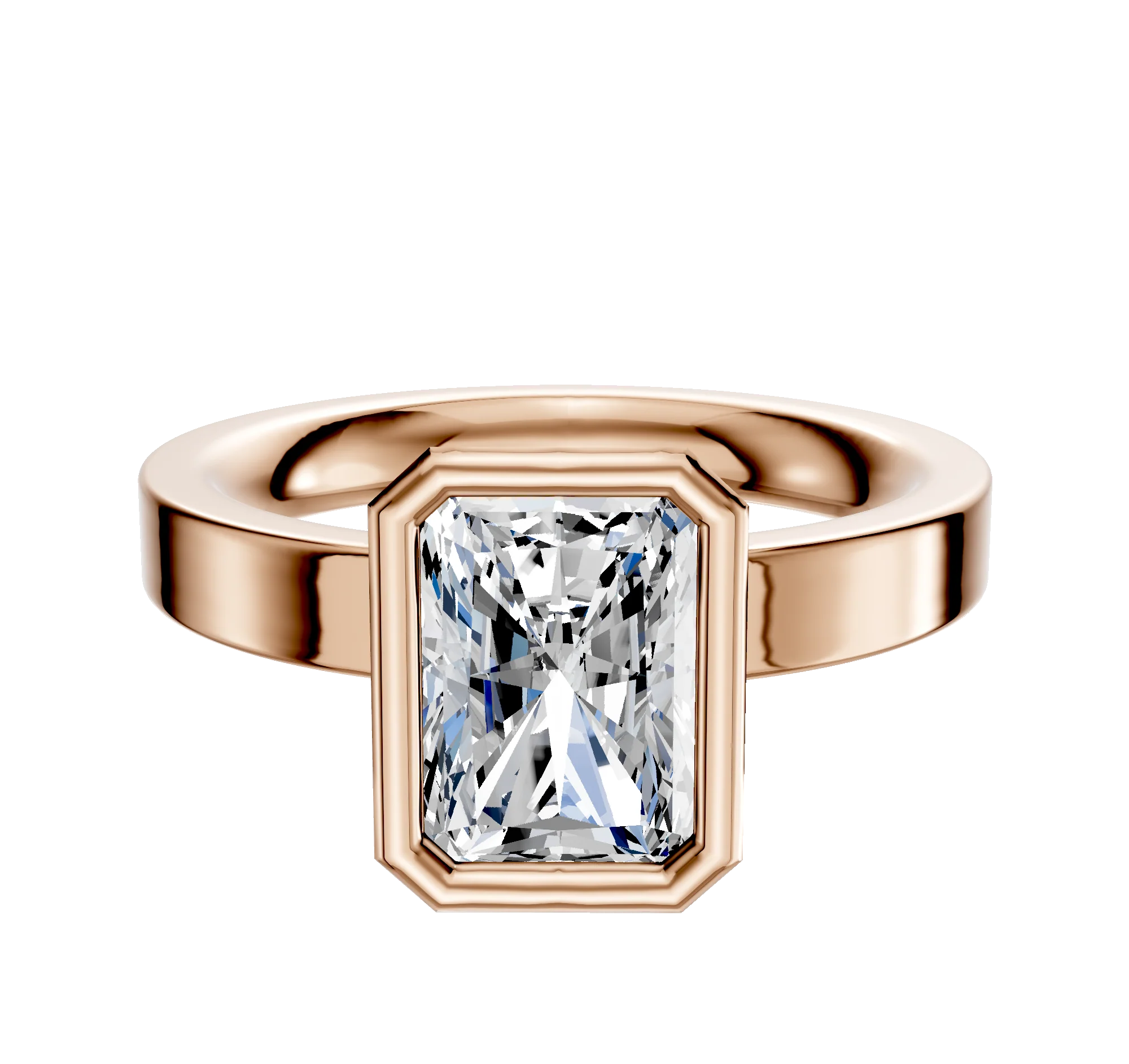 18K Rose Gold Bezel Full Bezel North/South Classic Flat 3.0mm Engagement Ring