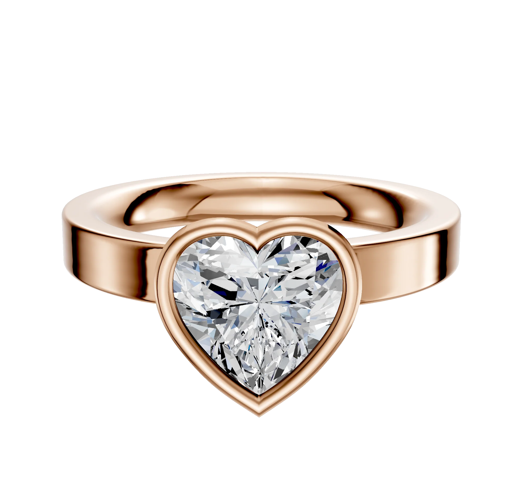 18K Rose Gold Bezel Full Bezel North/South Classic Flat 3.0mm Engagement Ring