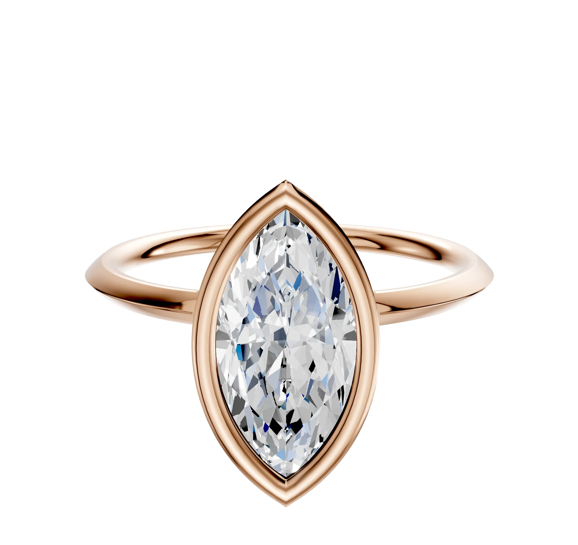 18K Rose Gold Bezel Full Bezel North/South Classic Knife Edge 1.5mm Engagement Ring