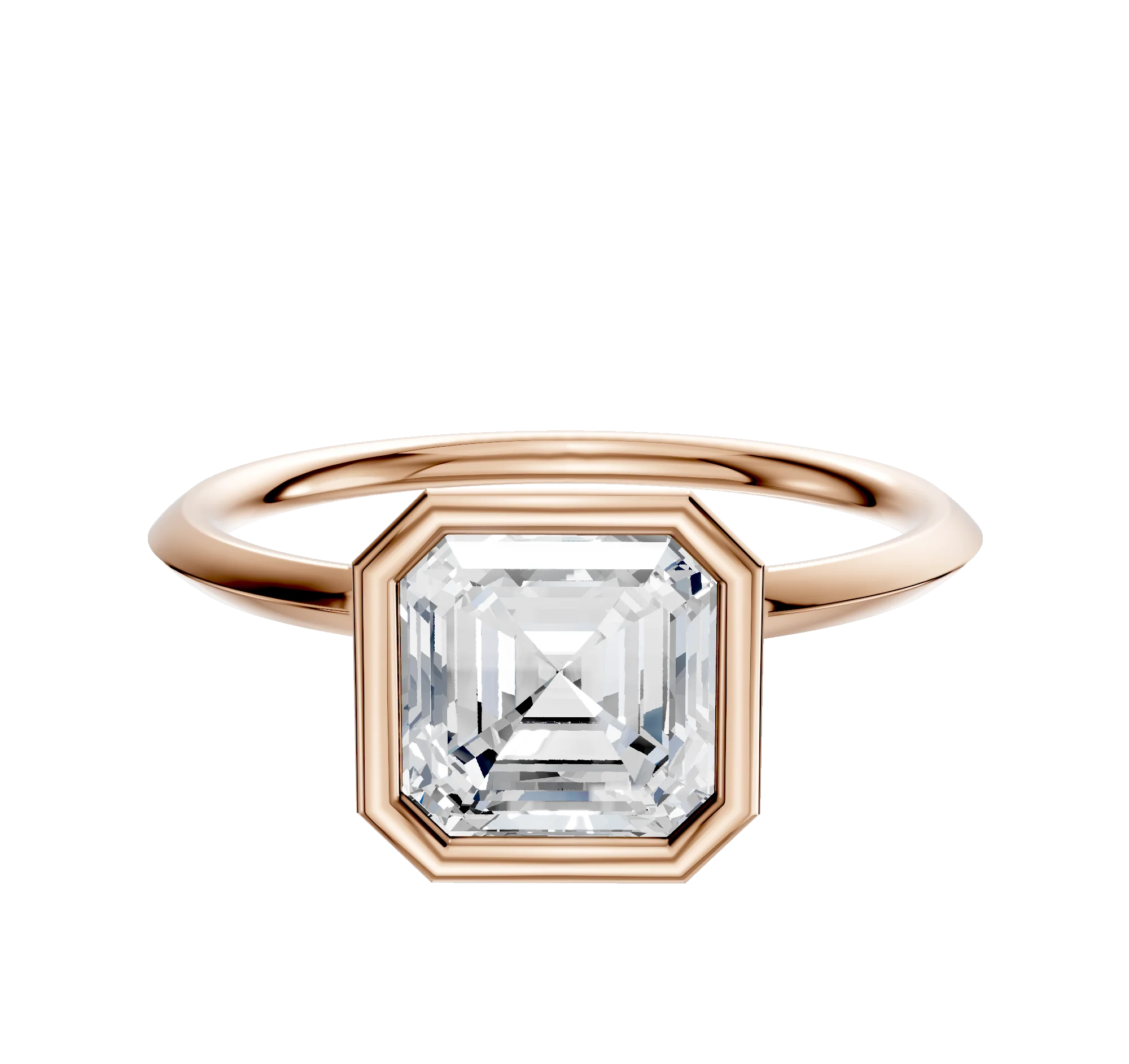 18K Rose Gold Bezel Full Bezel North/South Classic Knife Edge 1.5mm Engagement Ring