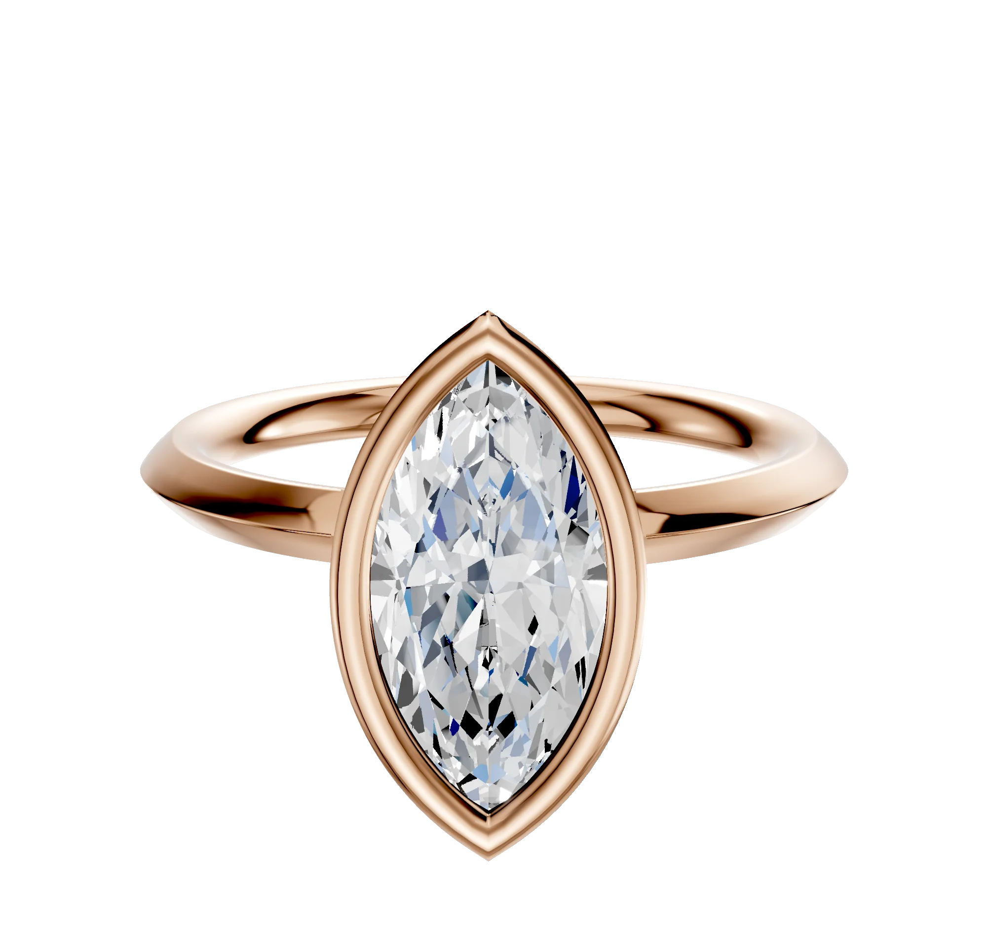 18K Rose Gold Bezel Full Bezel North/South Classic Knife Edge 2.0mm Engagement Ring