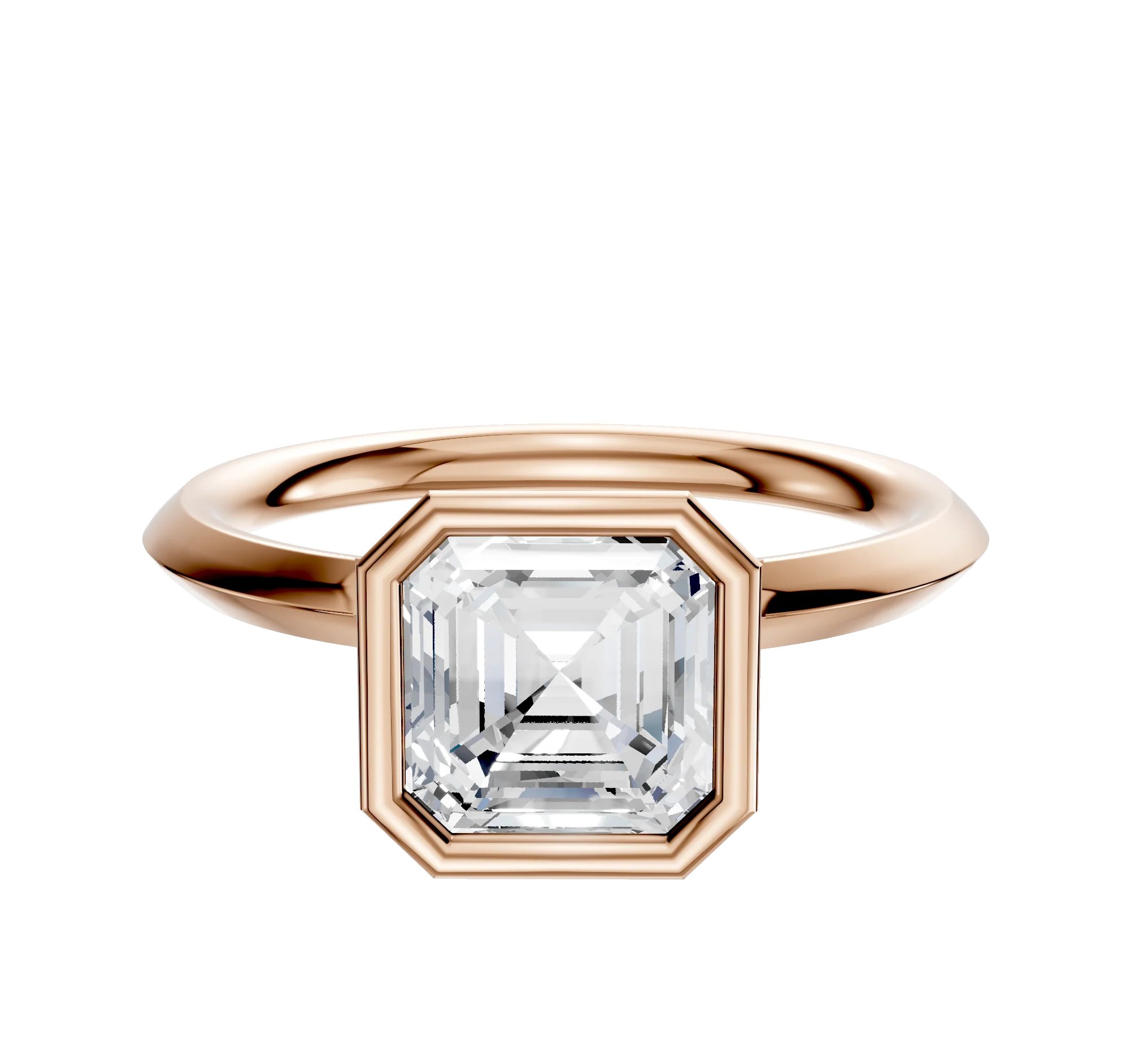18K Rose Gold Bezel Full Bezel North/South Classic Knife Edge 2.0mm Engagement Ring