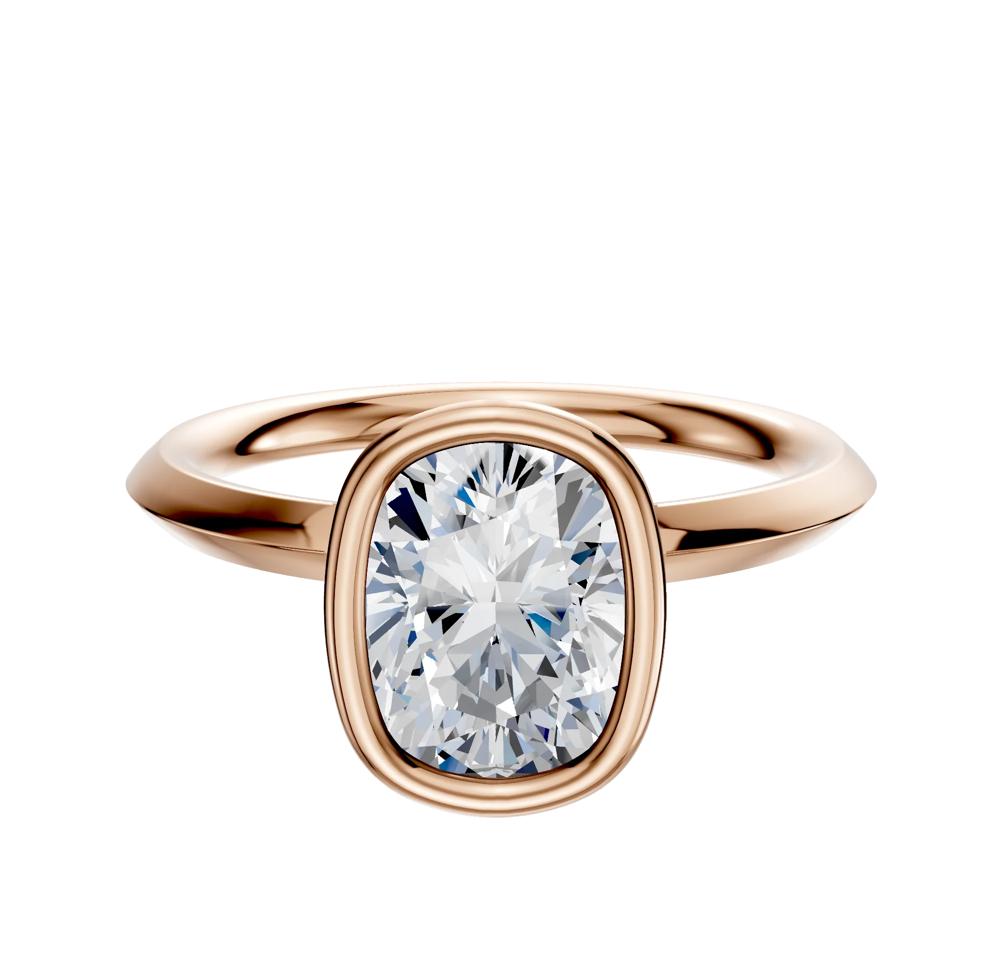 18K Rose Gold Bezel Full Bezel North/South Classic Knife Edge 2.0mm Engagement Ring