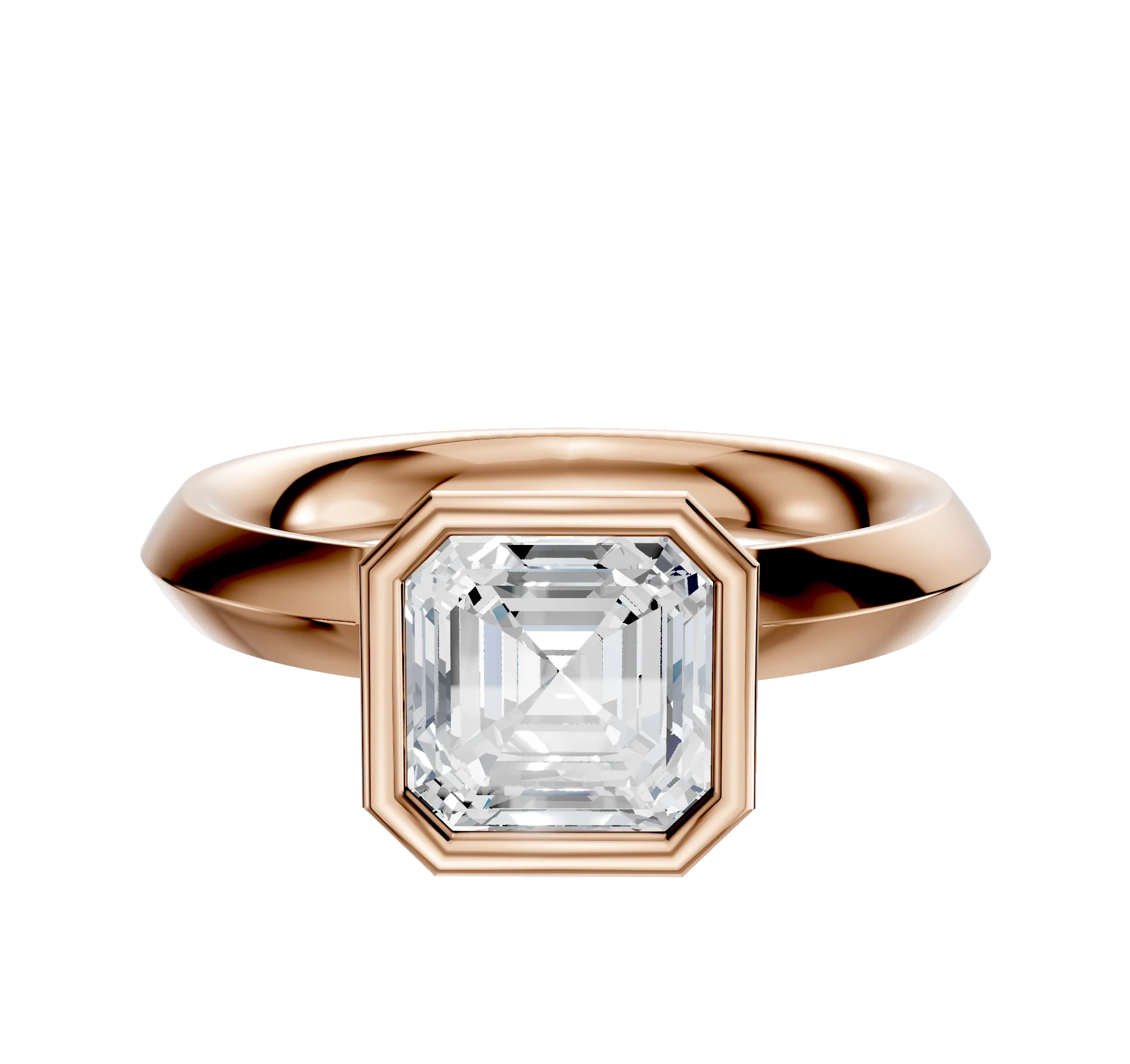 18K Rose Gold Bezel Full Bezel North/South Classic Knife Edge 3.0mm Engagement Ring
