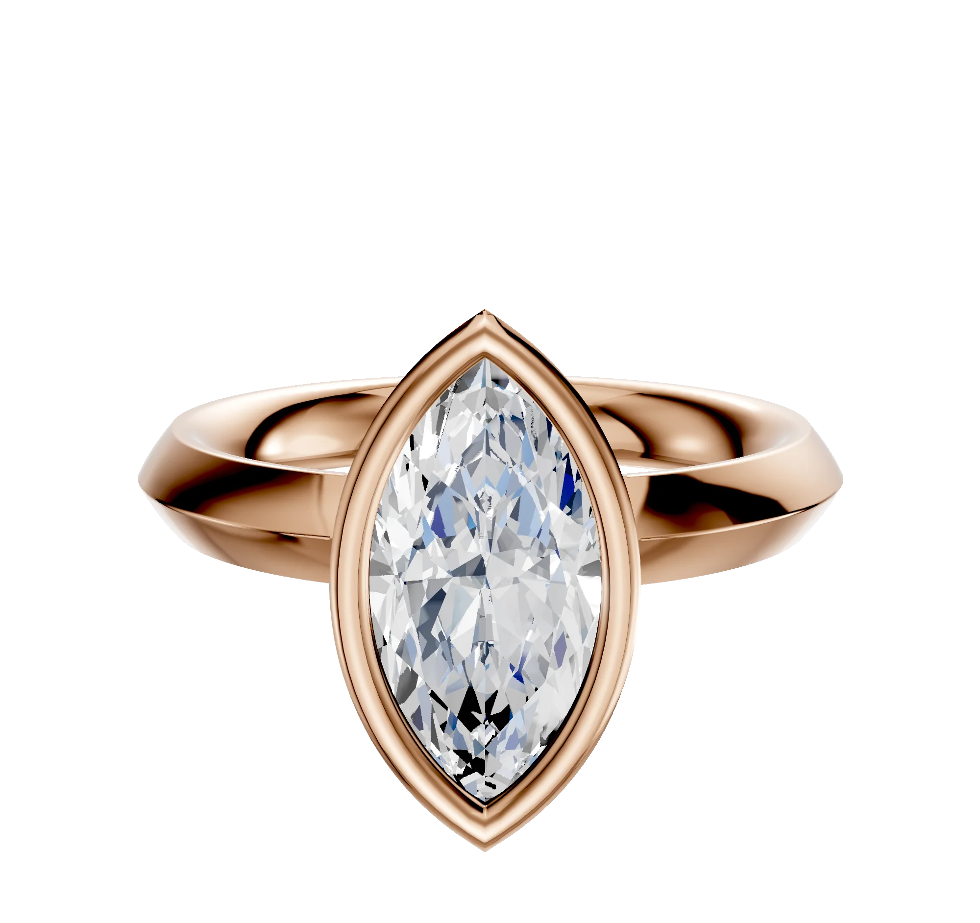 18K Rose Gold Bezel Full Bezel North/South Classic Knife Edge 3.0mm Engagement Ring