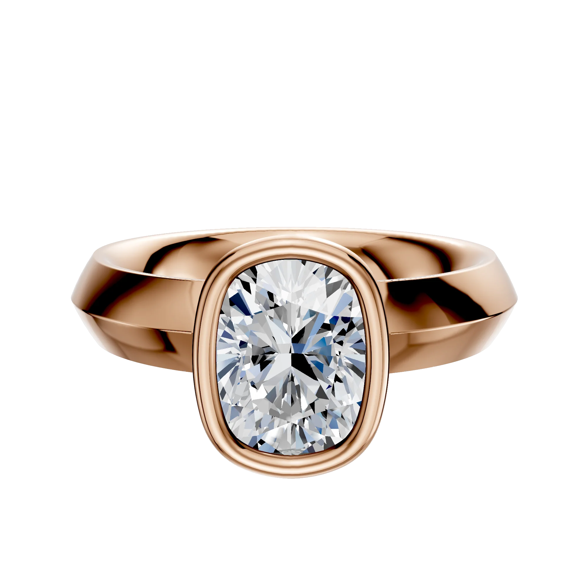18K Rose Gold Bezel Full Bezel North/South Classic Knife Edge 4.0mm Engagement Ring