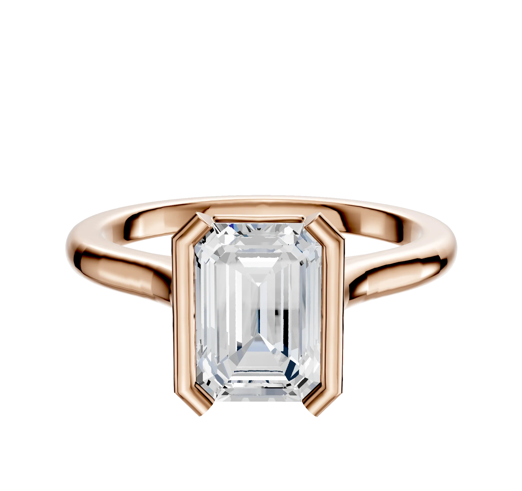 18K Rose Gold Bezel Half Bezel North/South Cathedral Dome 2.0mm Engagement Ring