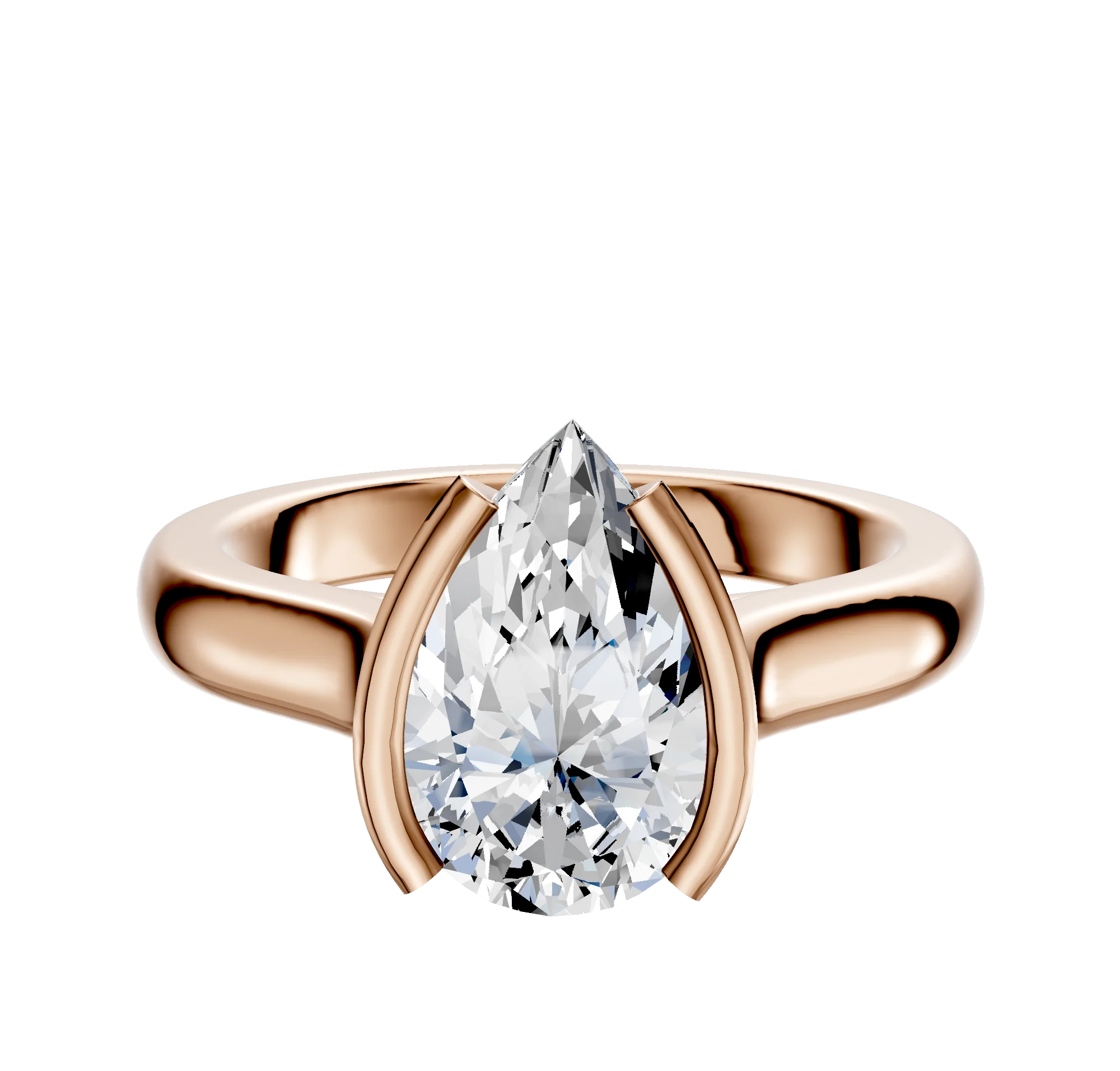 18K Rose Gold Bezel Half Bezel North/South Cathedral Dome 3.0mm Engagement Ring