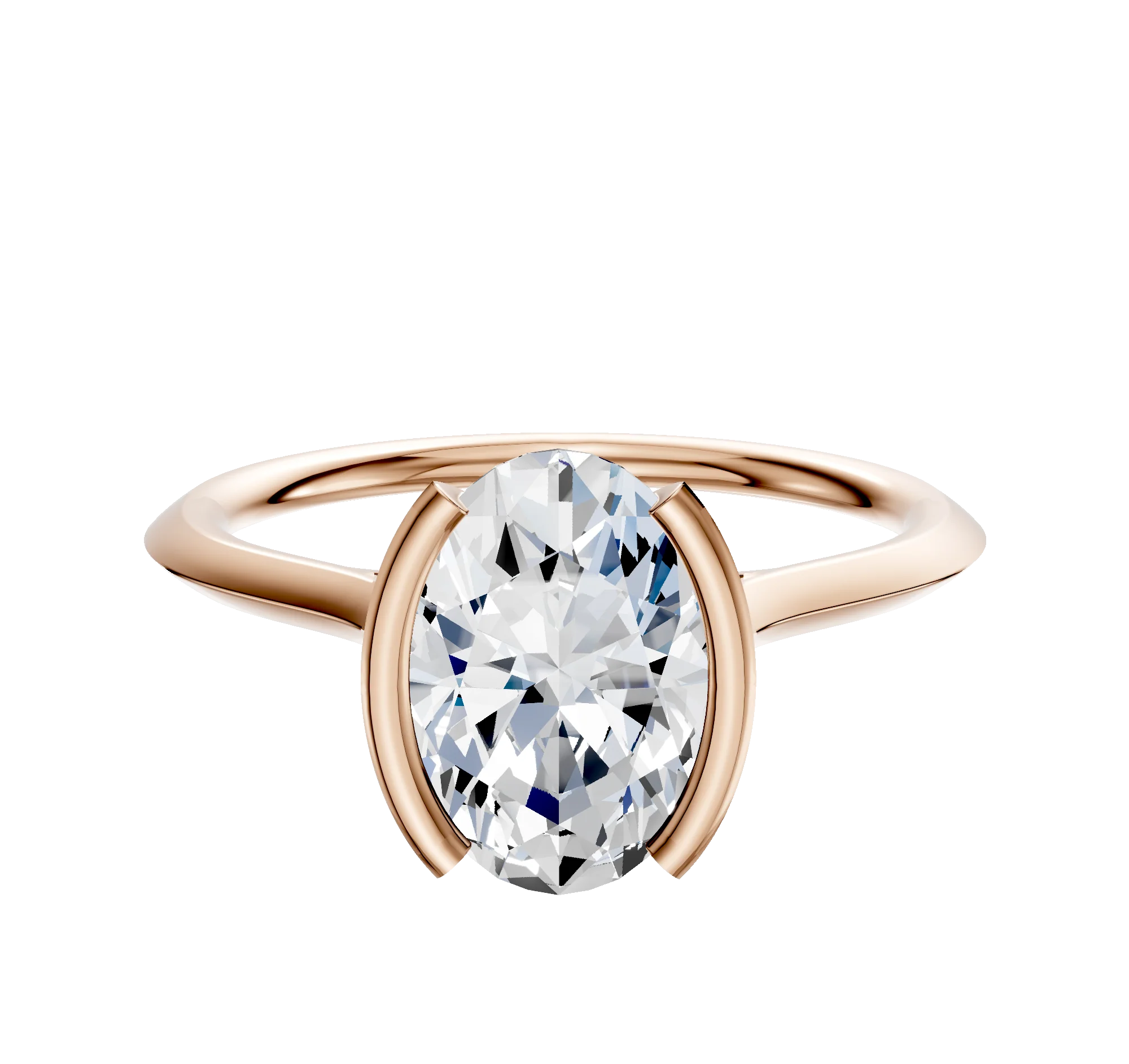 18K Rose Gold Bezel Half Bezel North/South Cathedral Knife Edge 1.5mm Engagement Ring