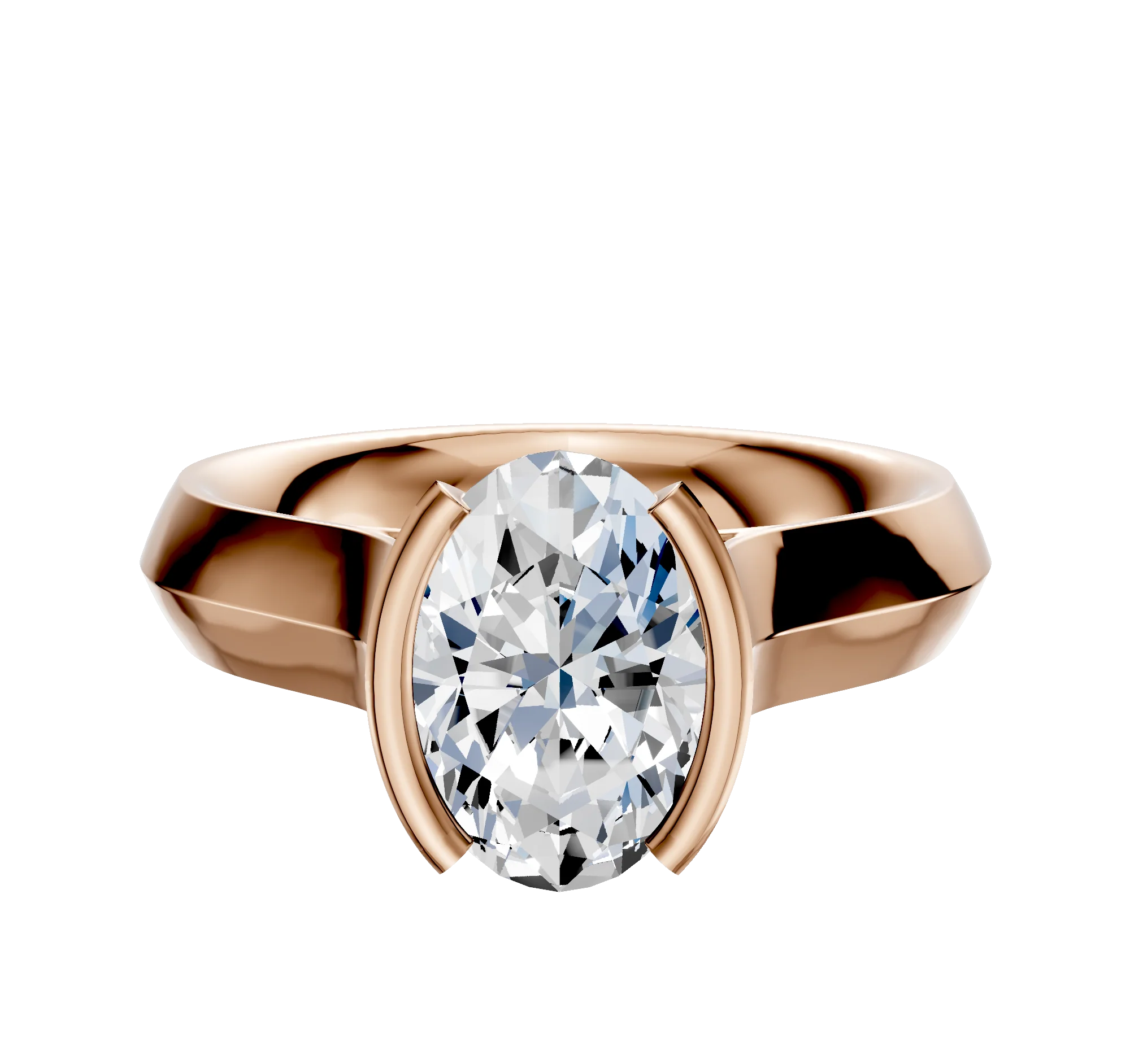 18K Rose Gold Bezel Half Bezel North/South Cathedral Knife Edge 4.0mm Engagement Ring
