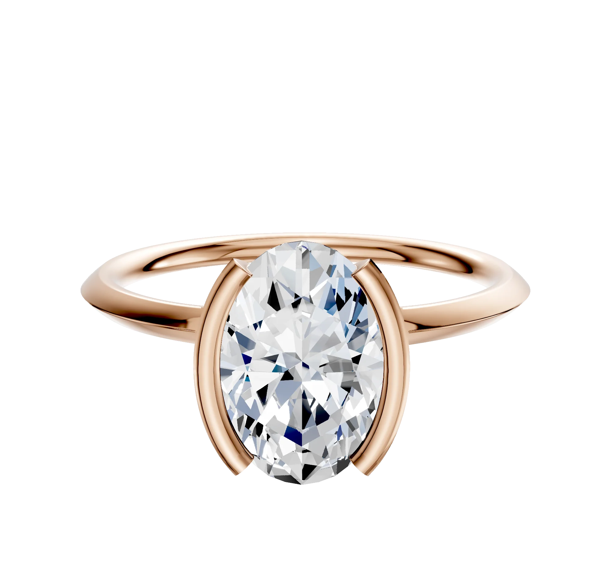 18K Rose Gold Bezel Half Bezel North/South Classic Knife Edge 1.5mm Engagement Ring