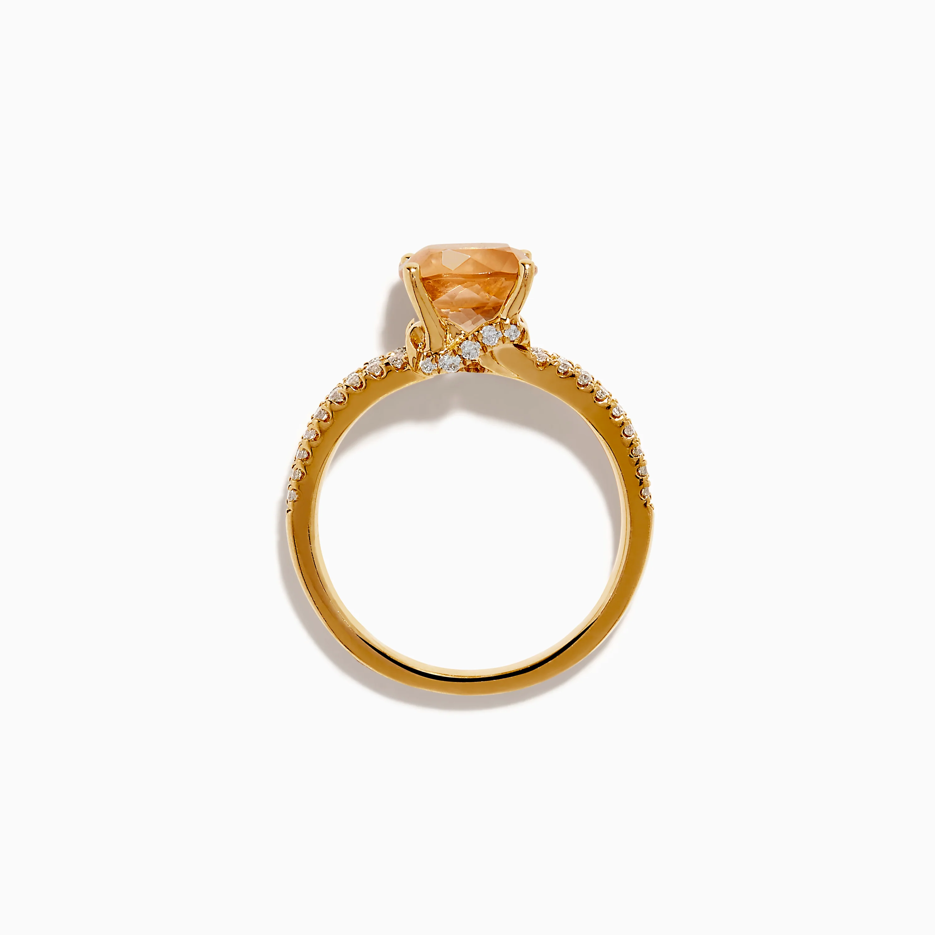 18K Rose Gold Morganite and Diamond Split Band Solitaire Ring - Image 3