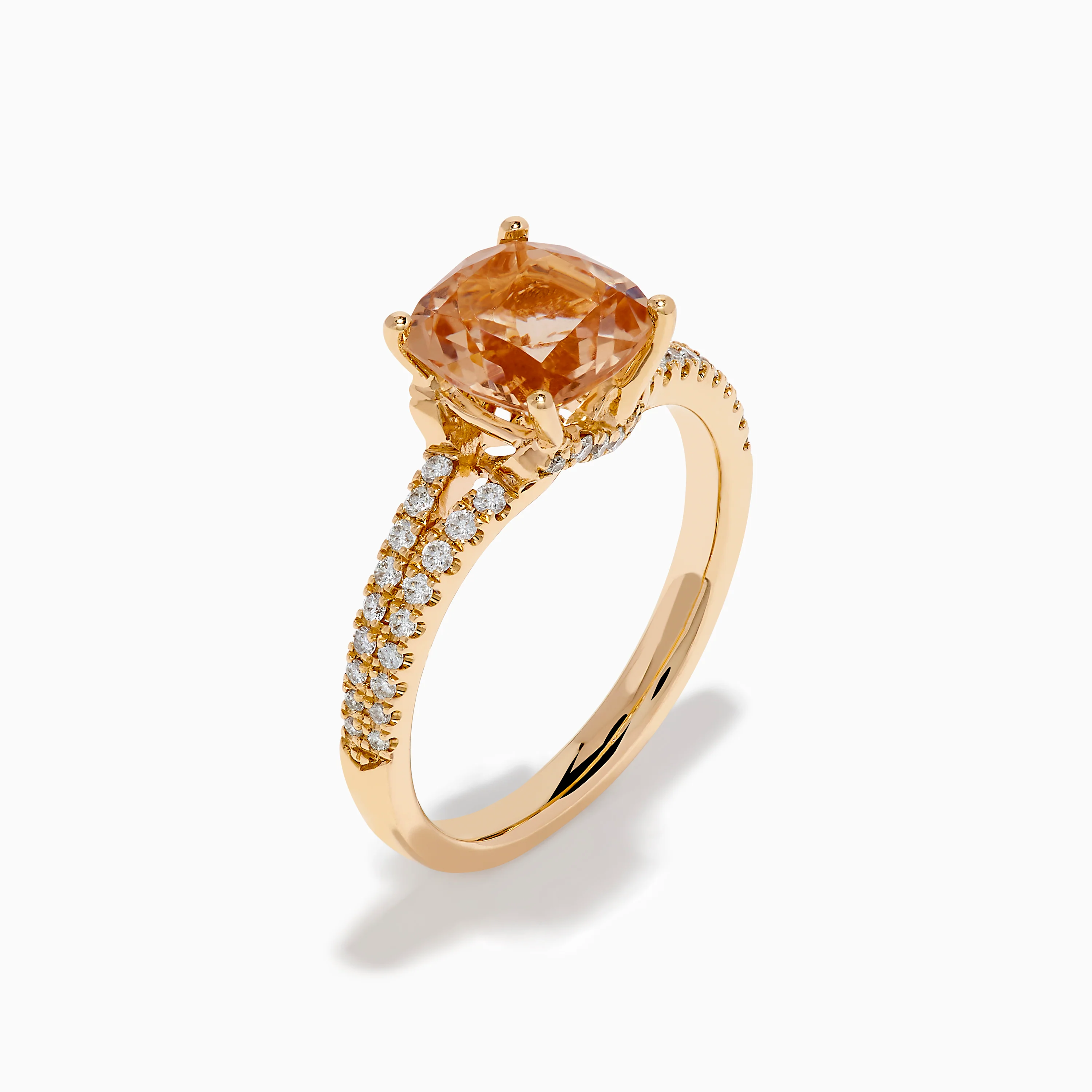 18K Rose Gold Morganite and Diamond Split Band Solitaire Ring - Image 4