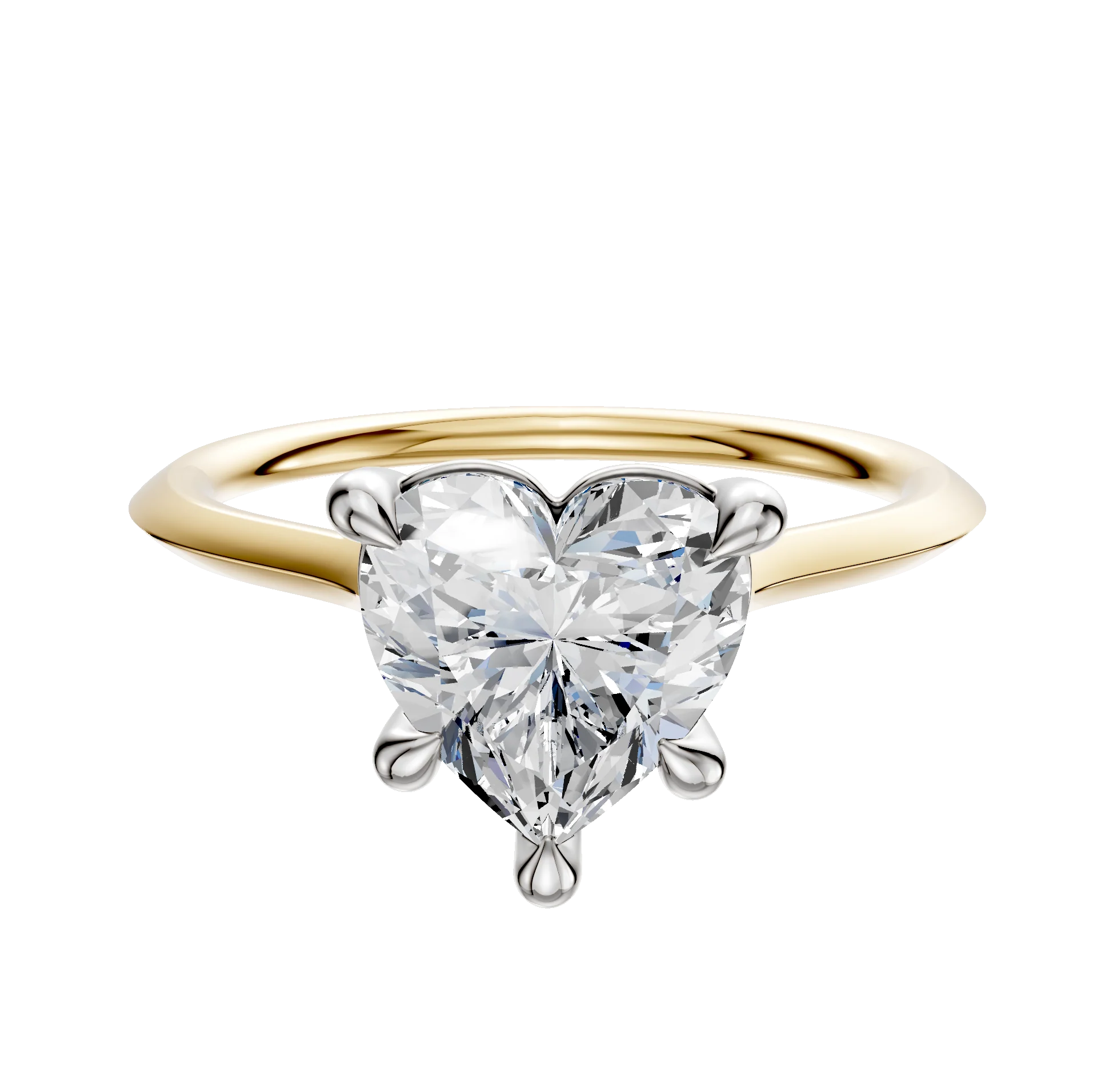 18K Two Tone 4 Prong Basket Cathedral Knife Edge 1.5mm Engagement Ring
