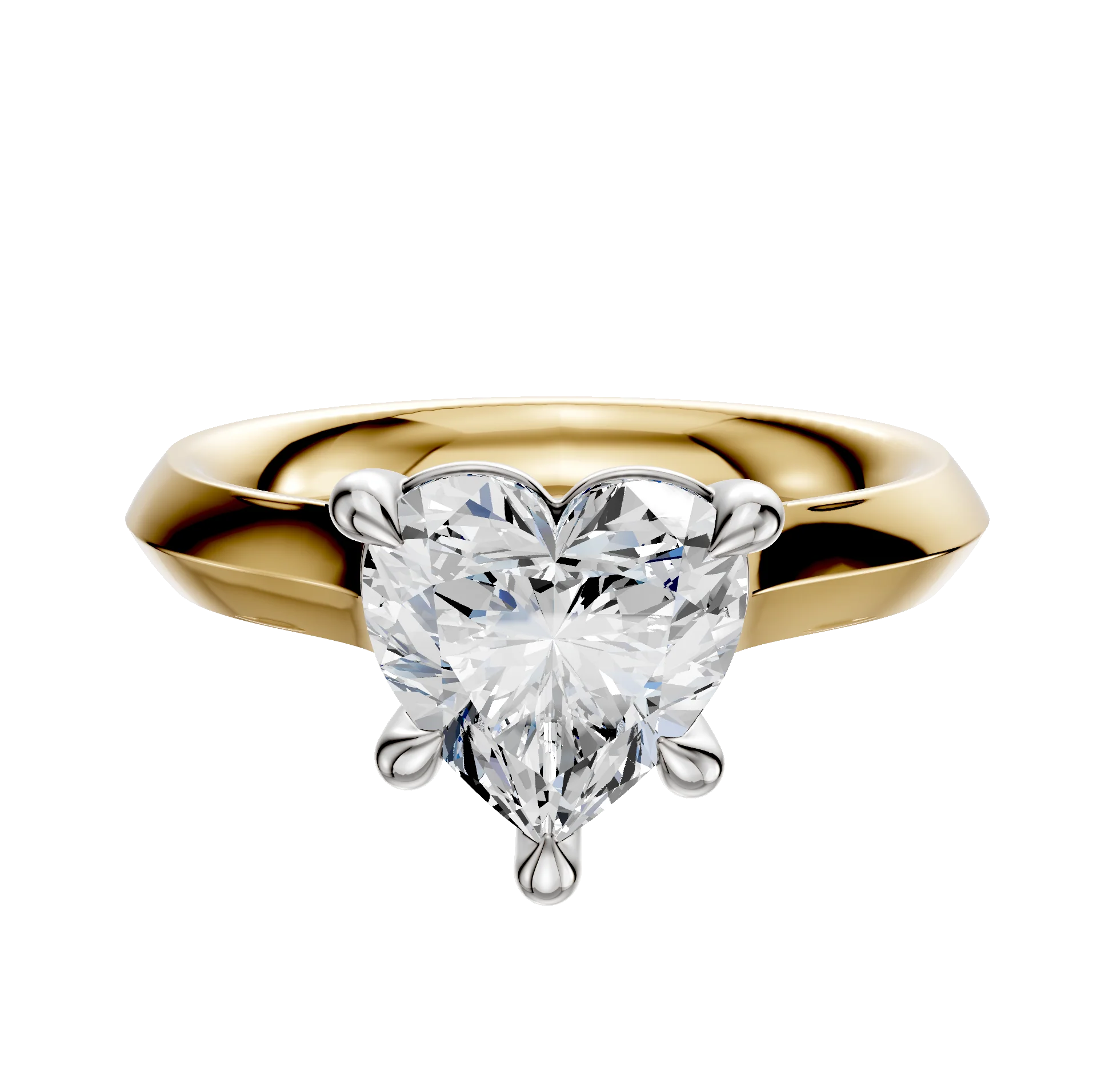 18K Two Tone 4 Prong Basket Cathedral Knife Edge 3.0mm Engagement Ring