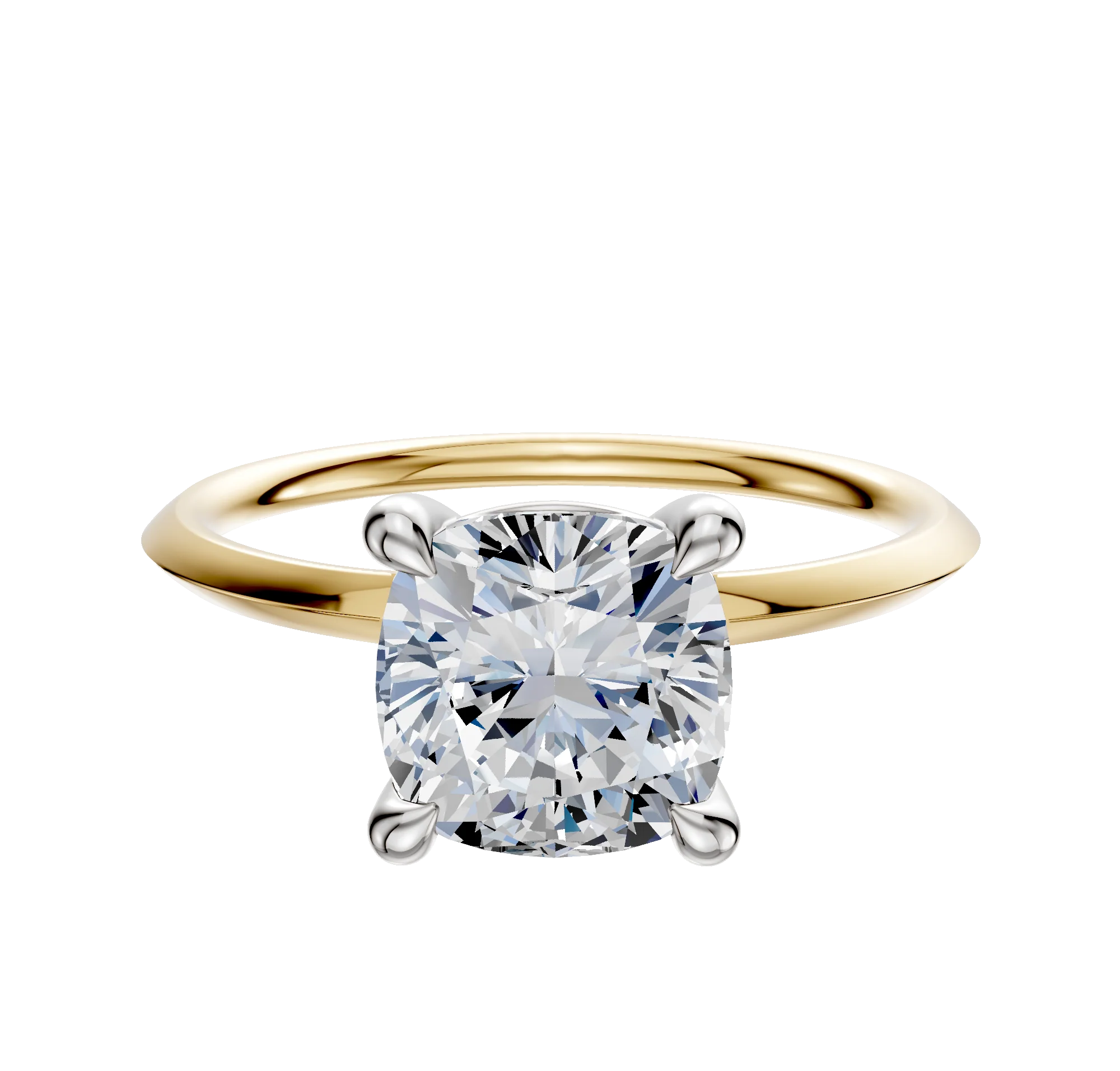 18K Two Tone 4 Prong Basket Classic Knife Edge 1.5mm Engagement Ring