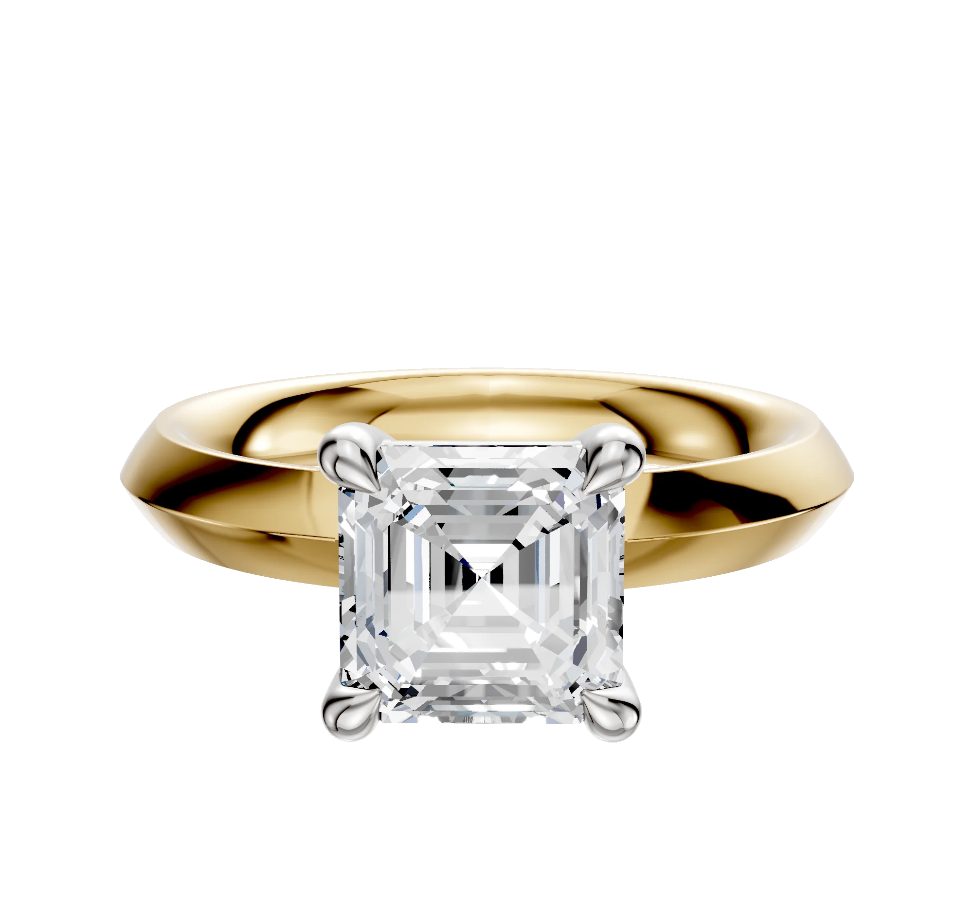 18K Two Tone 4 Prong Basket Classic Knife Edge 3.0mm Engagement Ring