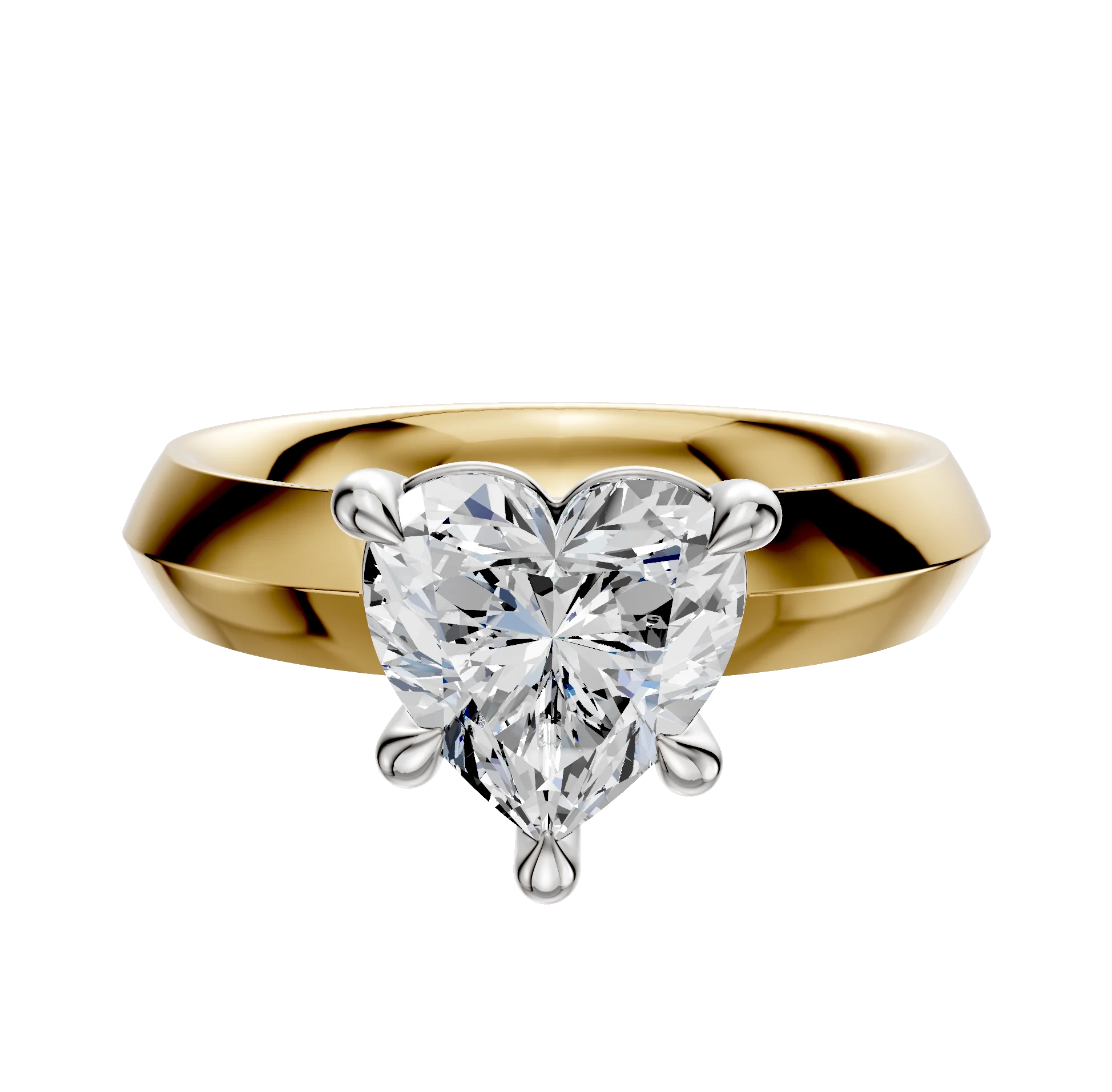 18K Two Tone 4 Prong Basket Classic Knife Edge 4.0mm Engagement Ring
