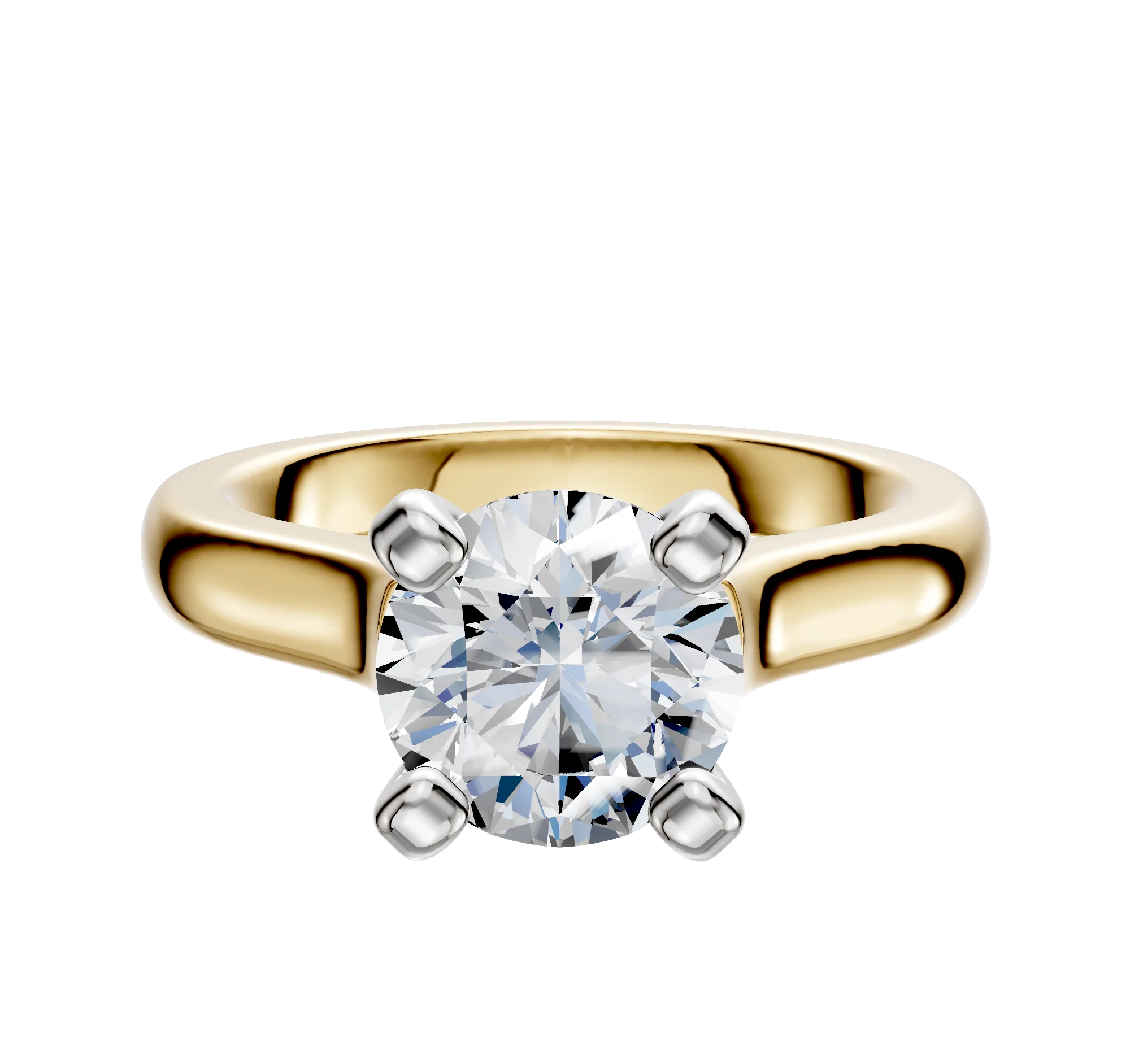 18K Two Tone 4 Prong Cathedral Dome 3.0mm Engagement Ring