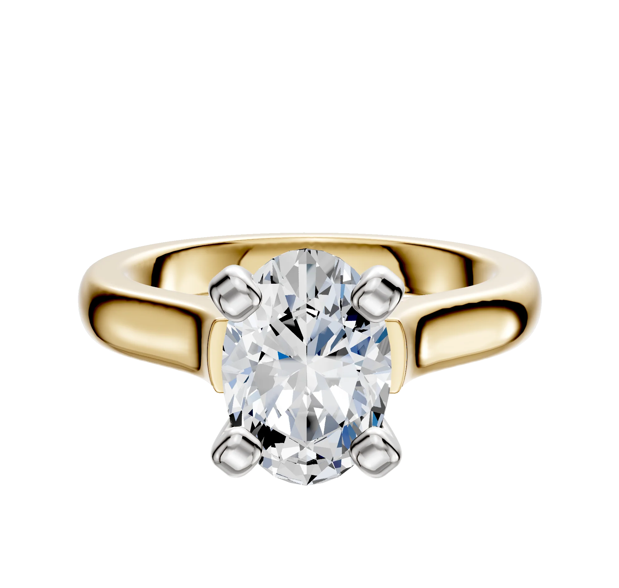 18K Two Tone 4 Prong Cathedral Dome 3.0mm Engagement Ring