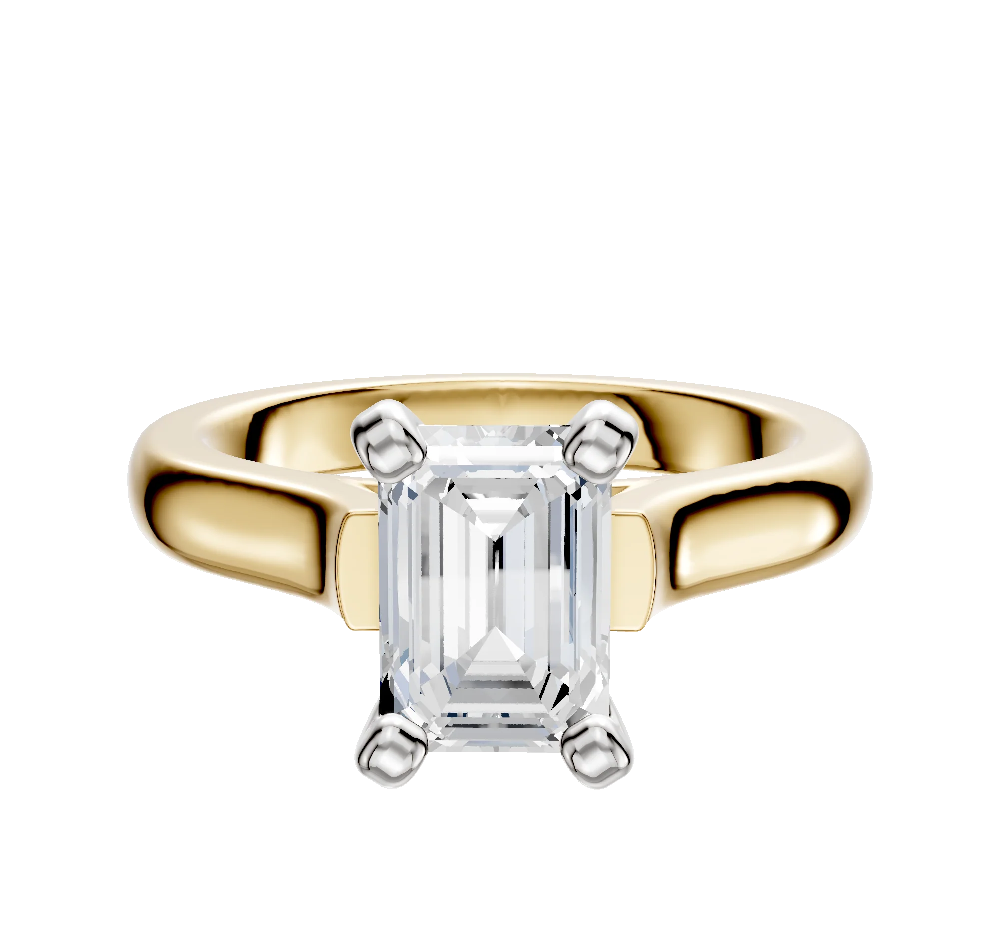 18K Two Tone 4 Prong Cathedral Dome 3.0mm Engagement Ring