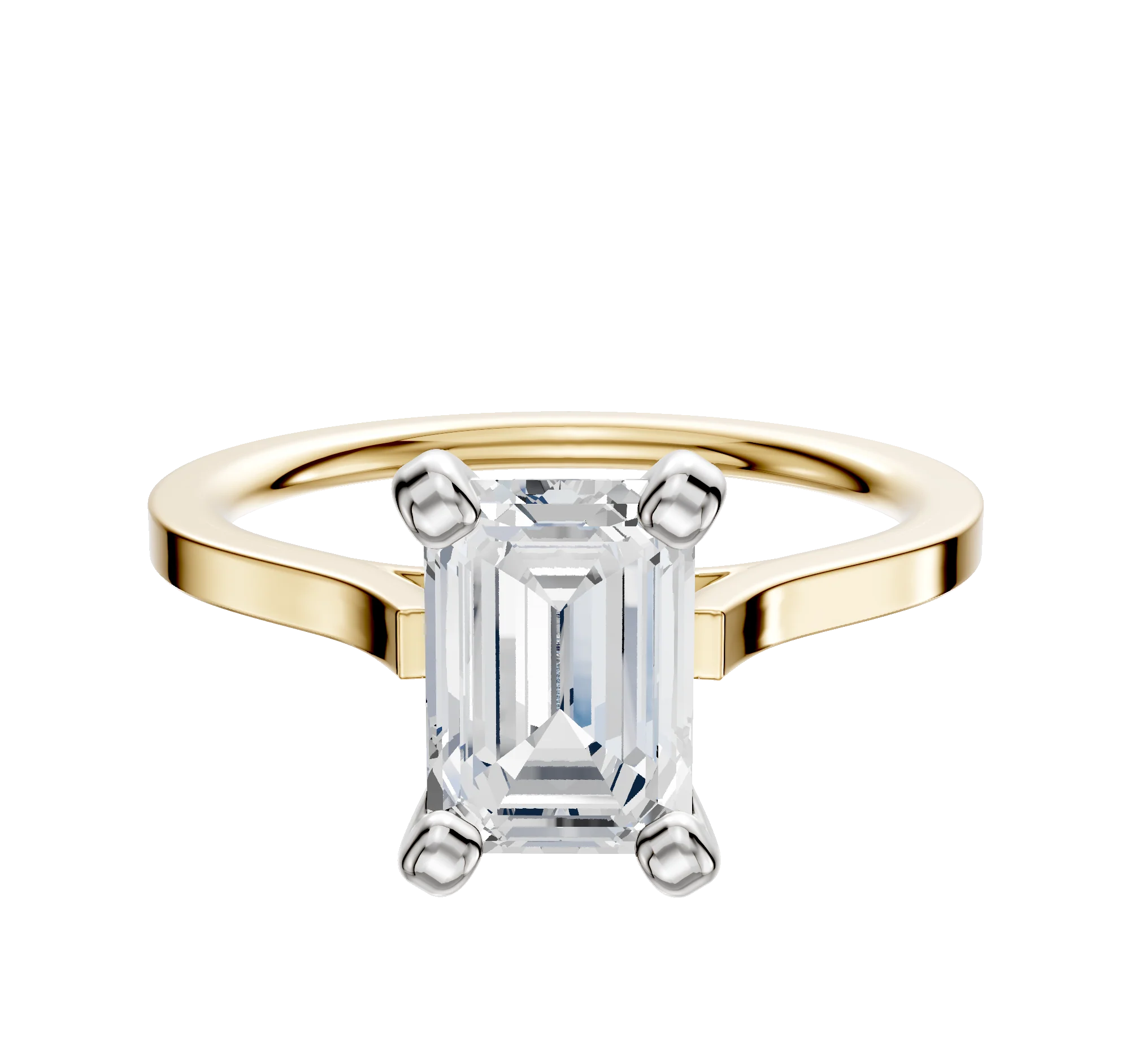 18K Two Tone 4 Prong Cathedral Flat 1.5mm Engagement Ring
