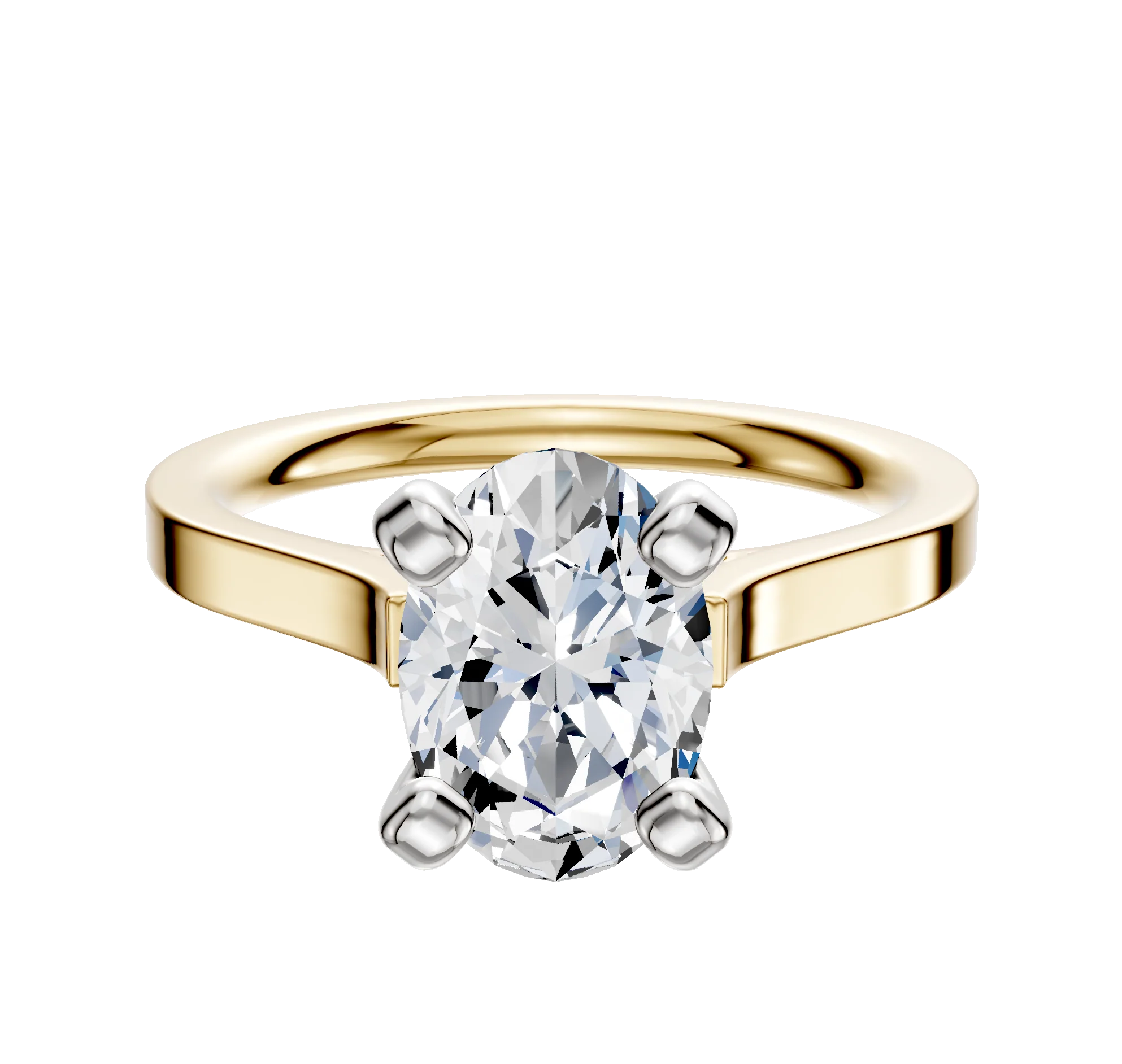 18K Two Tone 4 Prong Cathedral Flat 2.0mm Engagement Ring