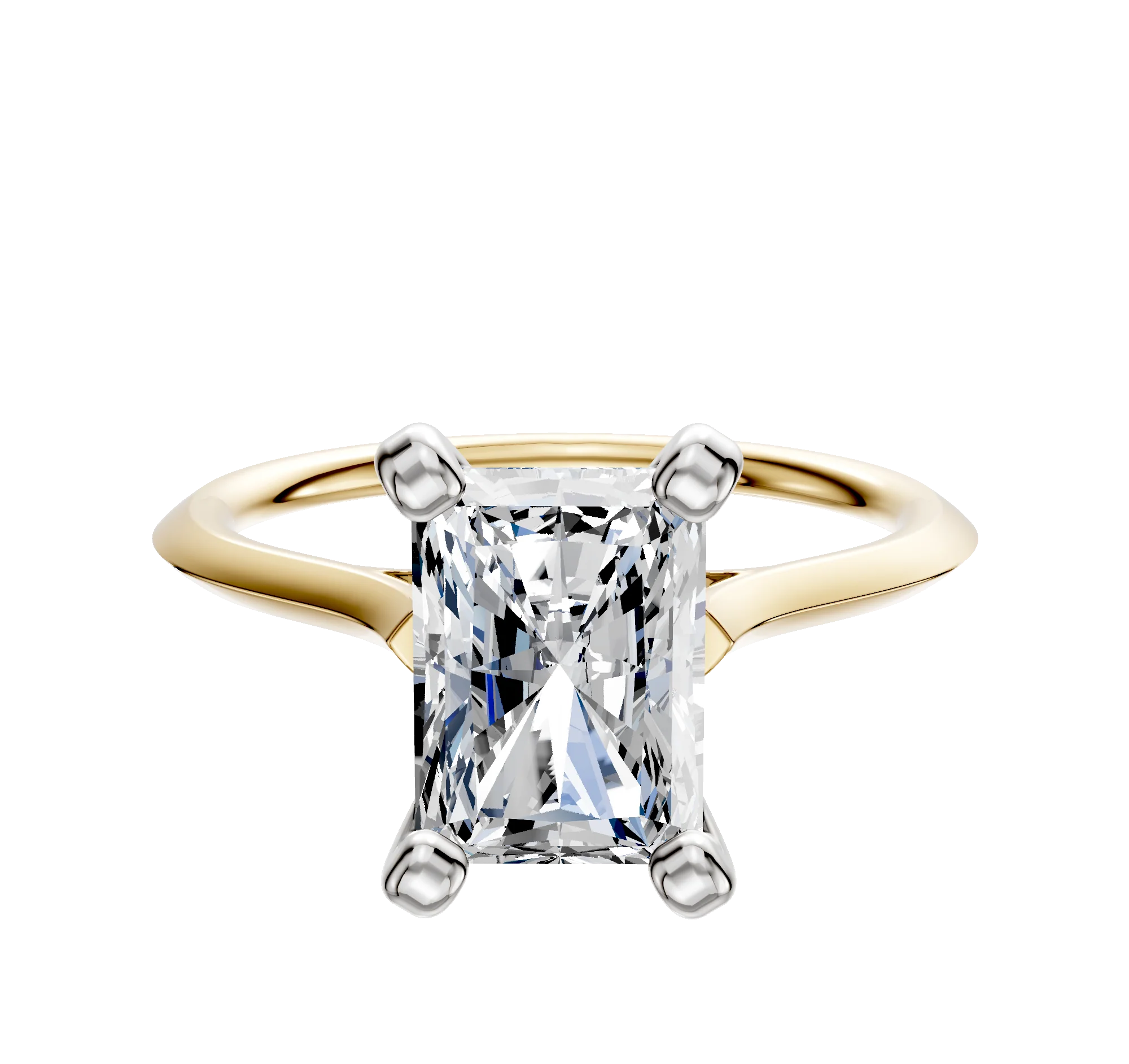 18K Two Tone 4 Prong Cathedral Knife Edge 1.5mm Engagement Ring