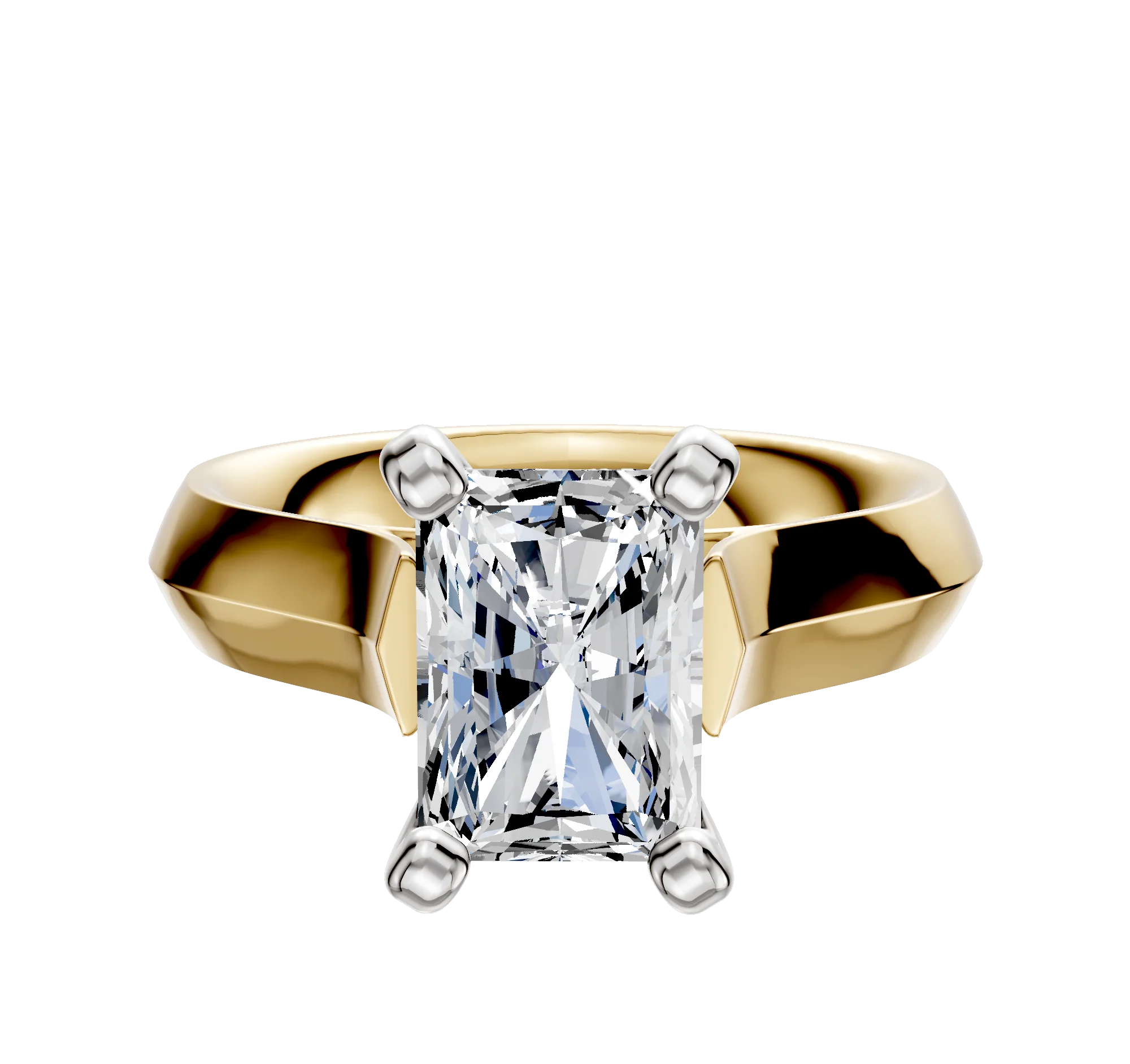 18K Two Tone 4 Prong Cathedral Knife Edge 4.0mm Engagement Ring