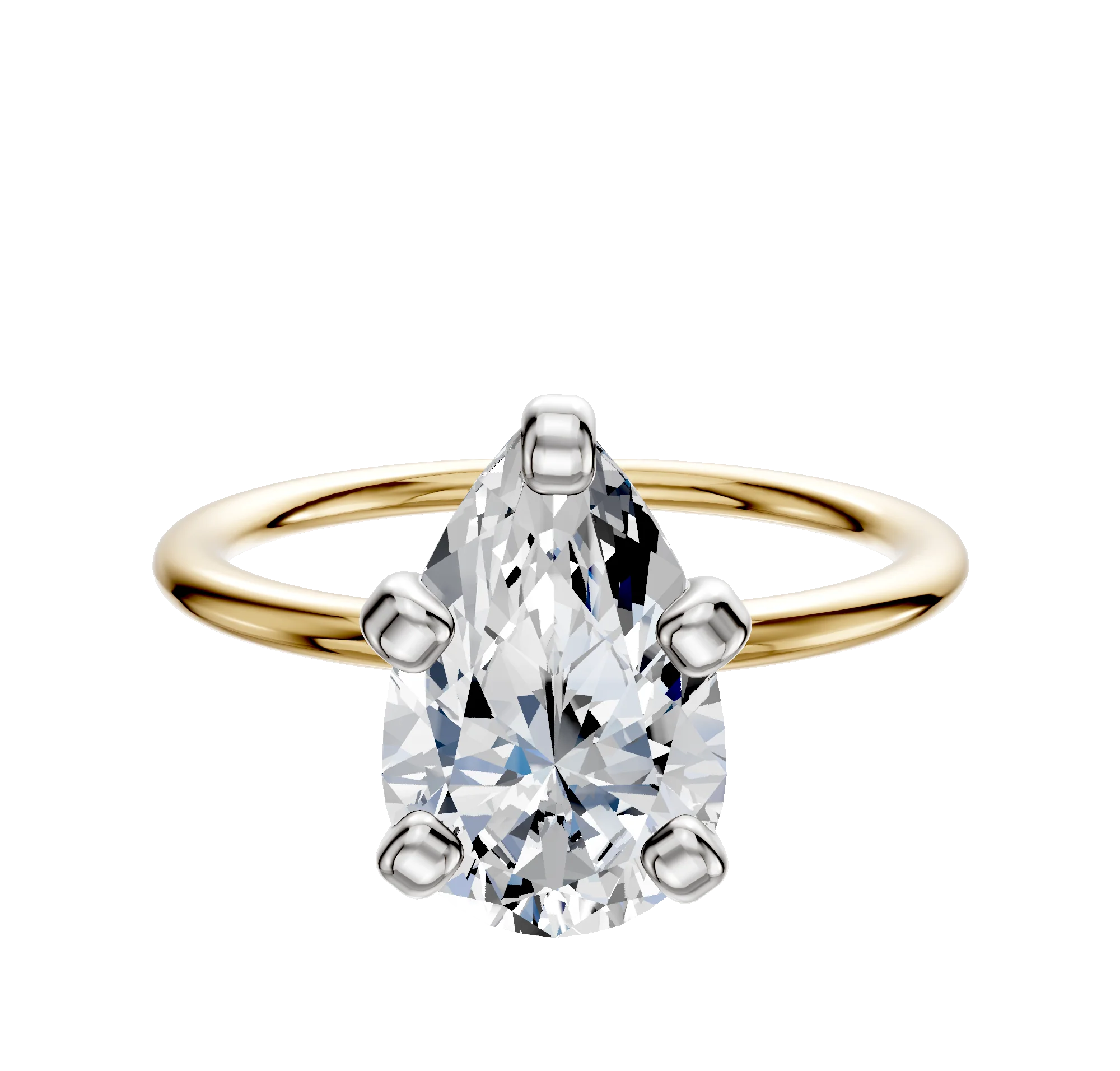 18K Two Tone 4 Prong Classic Dome 1.5mm Engagement Ring