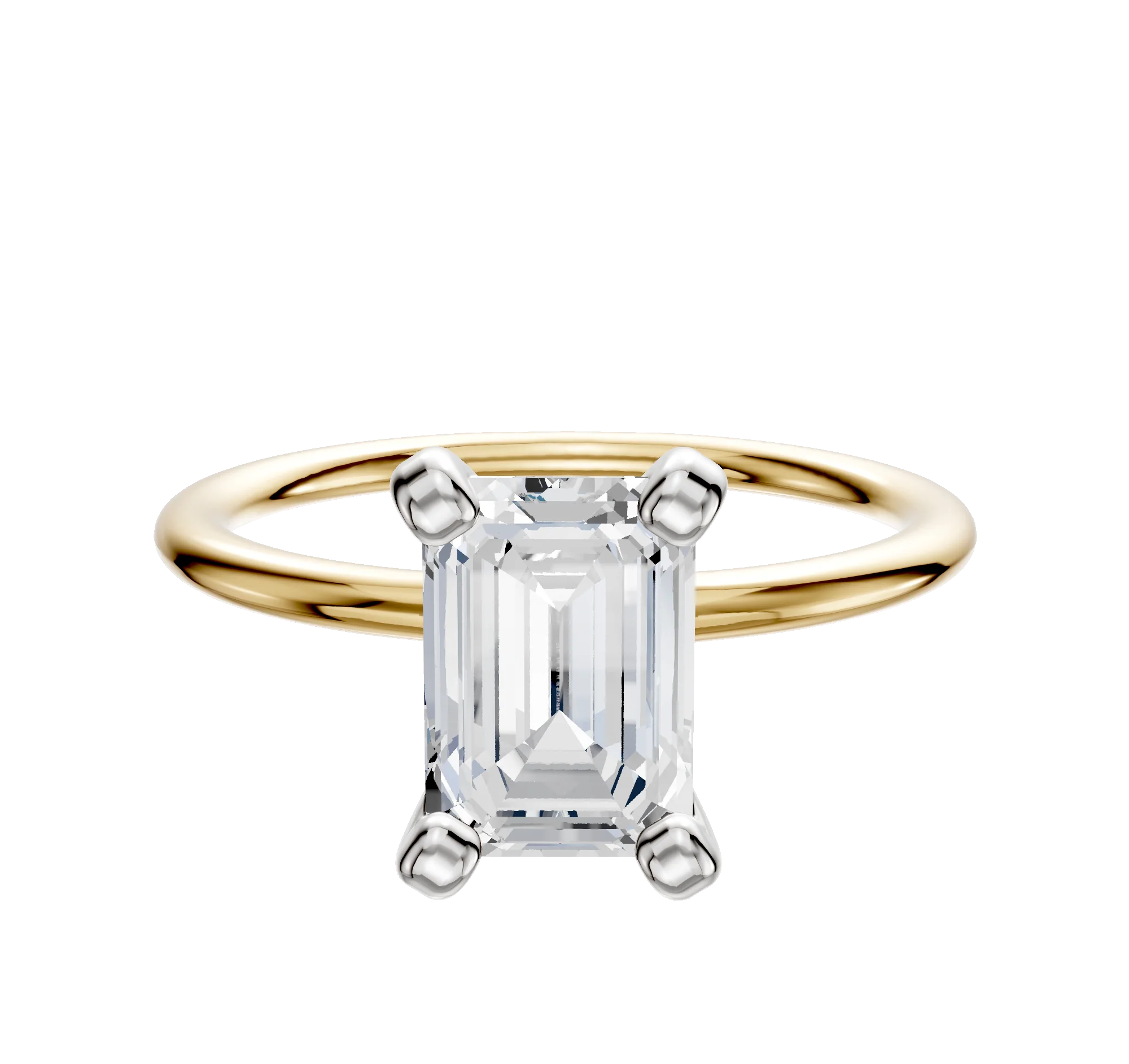 18K Two Tone 4 Prong Classic Dome 1.5mm Engagement Ring
