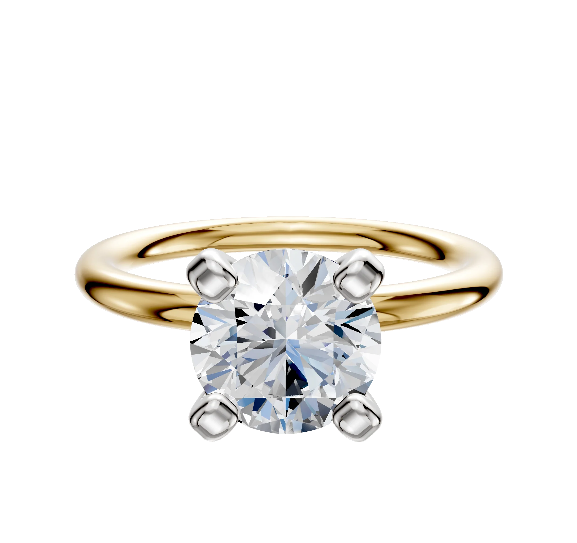 18K Two Tone 4 Prong Classic Dome 2.0mm Engagement Ring