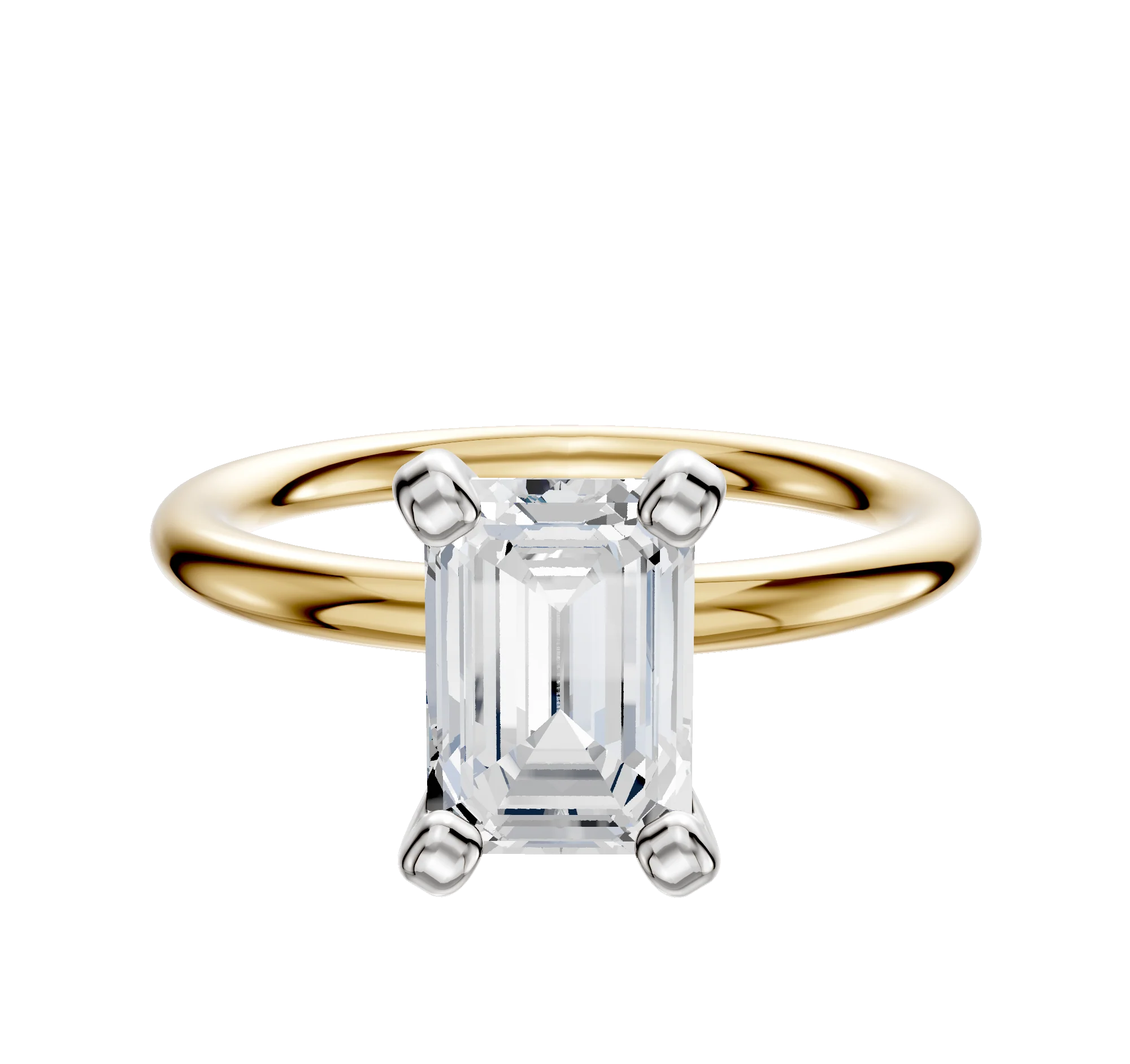 18K Two Tone 4 Prong Classic Dome 2.0mm Engagement Ring