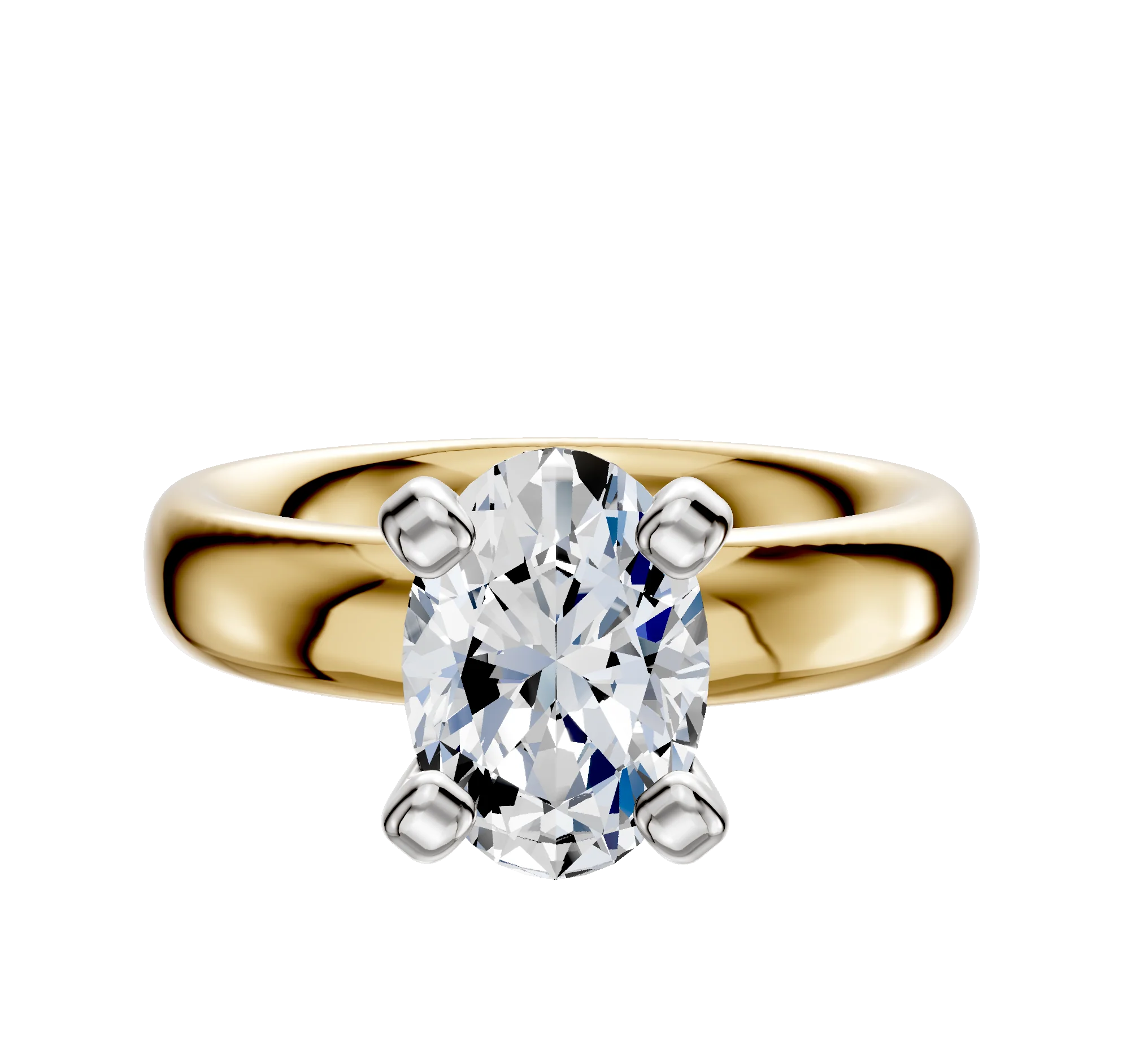 18K Two Tone 4 Prong Classic Dome 4.0mm Engagement Ring