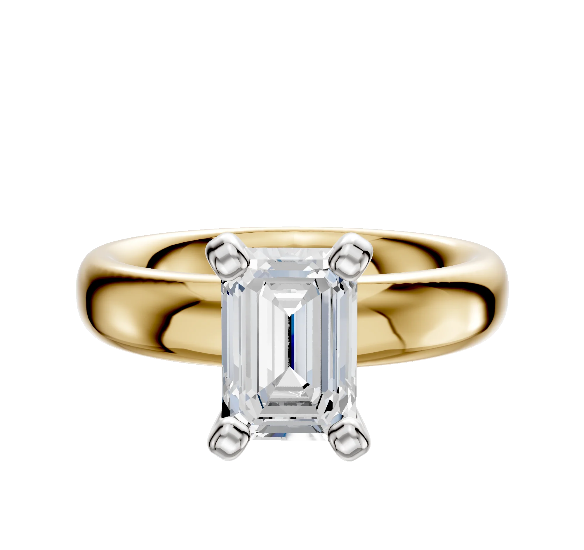 18K Two Tone 4 Prong Classic Dome 4.0mm Engagement Ring