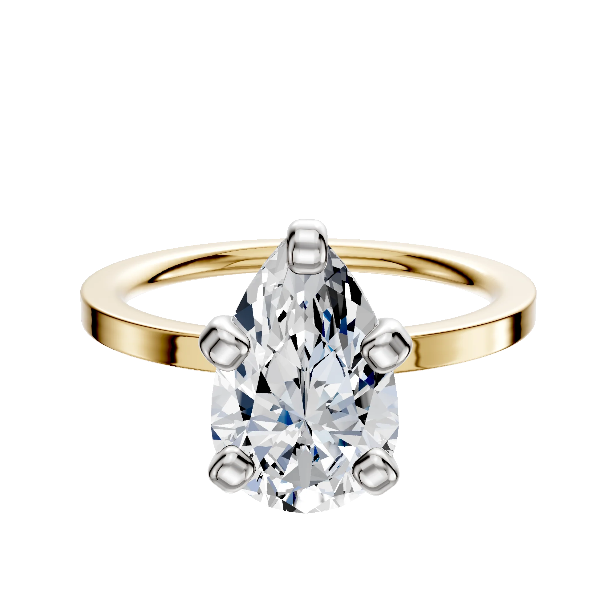 18K Two Tone 4 Prong Classic Flat 1.5mm Engagement Ring