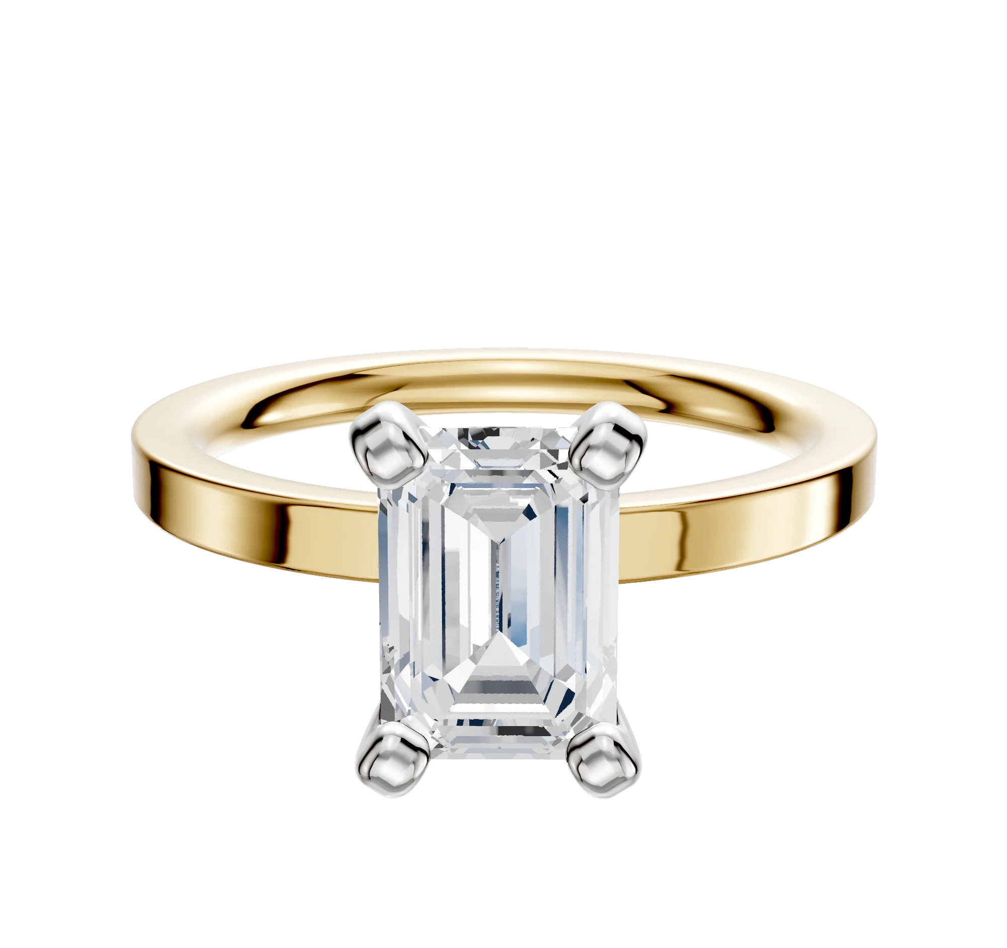 18K Two Tone 4 Prong Classic Flat 2.0mm Engagement Ring