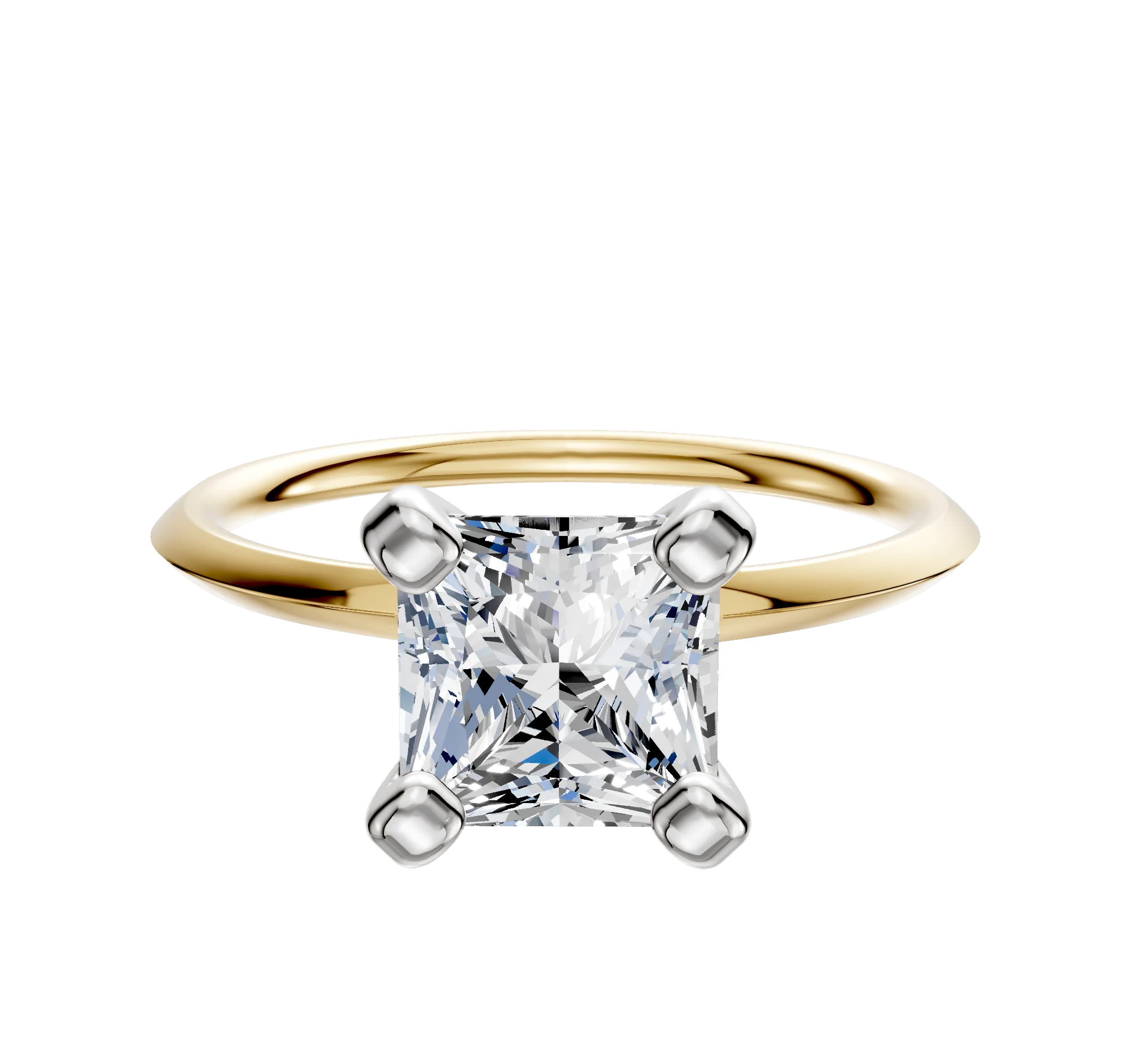 18K Two Tone 4 Prong Classic Knife Edge 1.5mm Engagement Ring