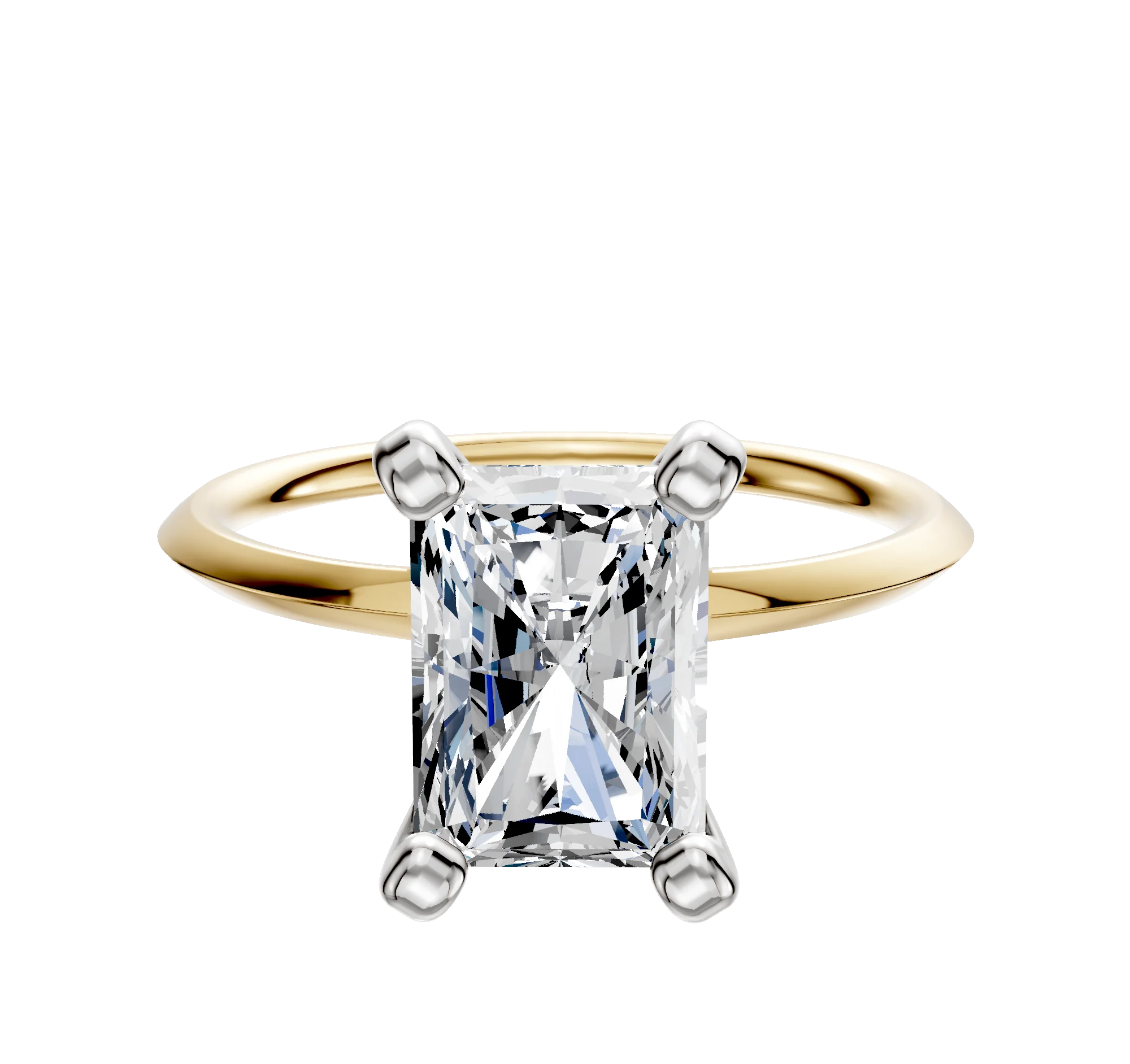 18K Two Tone 4 Prong Classic Knife Edge 1.5mm Engagement Ring