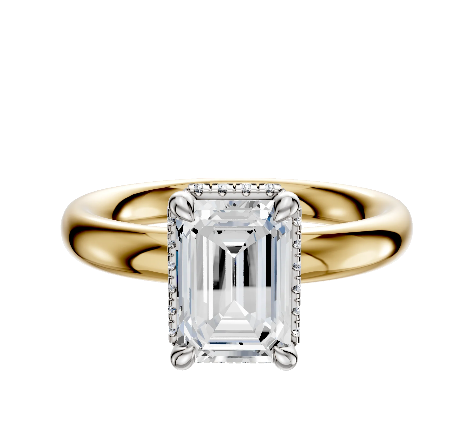 18K Two Tone 4 Prong Collar Classic Dome 3.0mm Engagement Ring