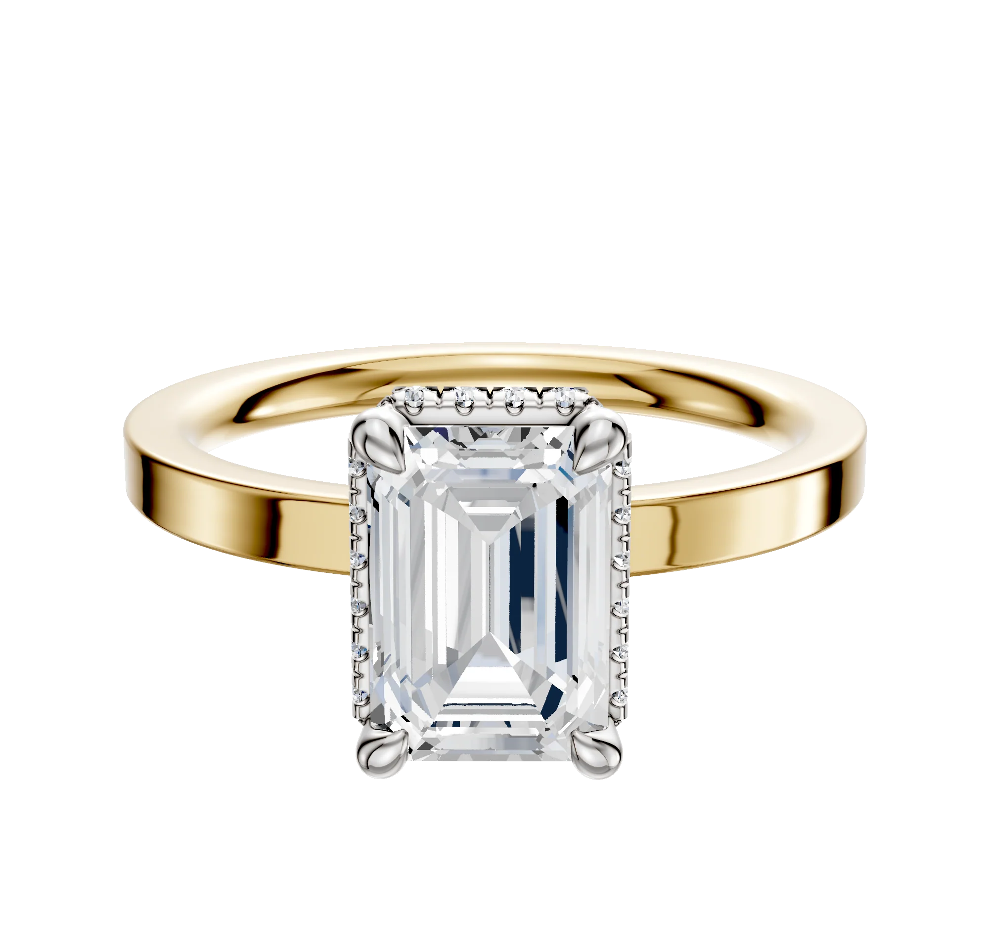 18K Two Tone 4 Prong Collar Classic Flat 2.0mm Engagement Ring