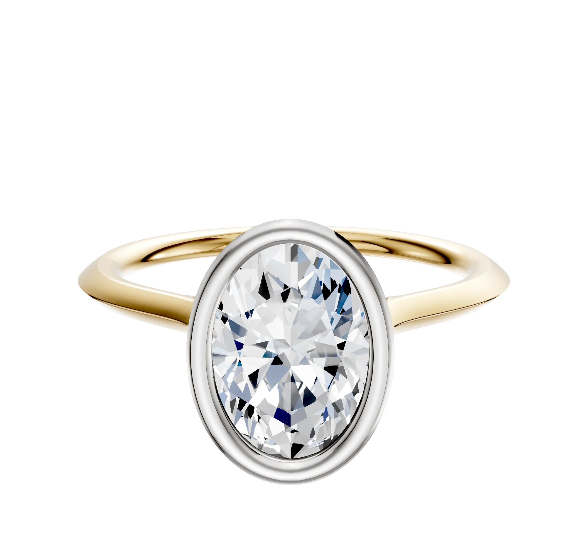 18K Two Tone Bezel Full Bezel North/South Cathedral Knife Edge 1.5mm Engagement Ring