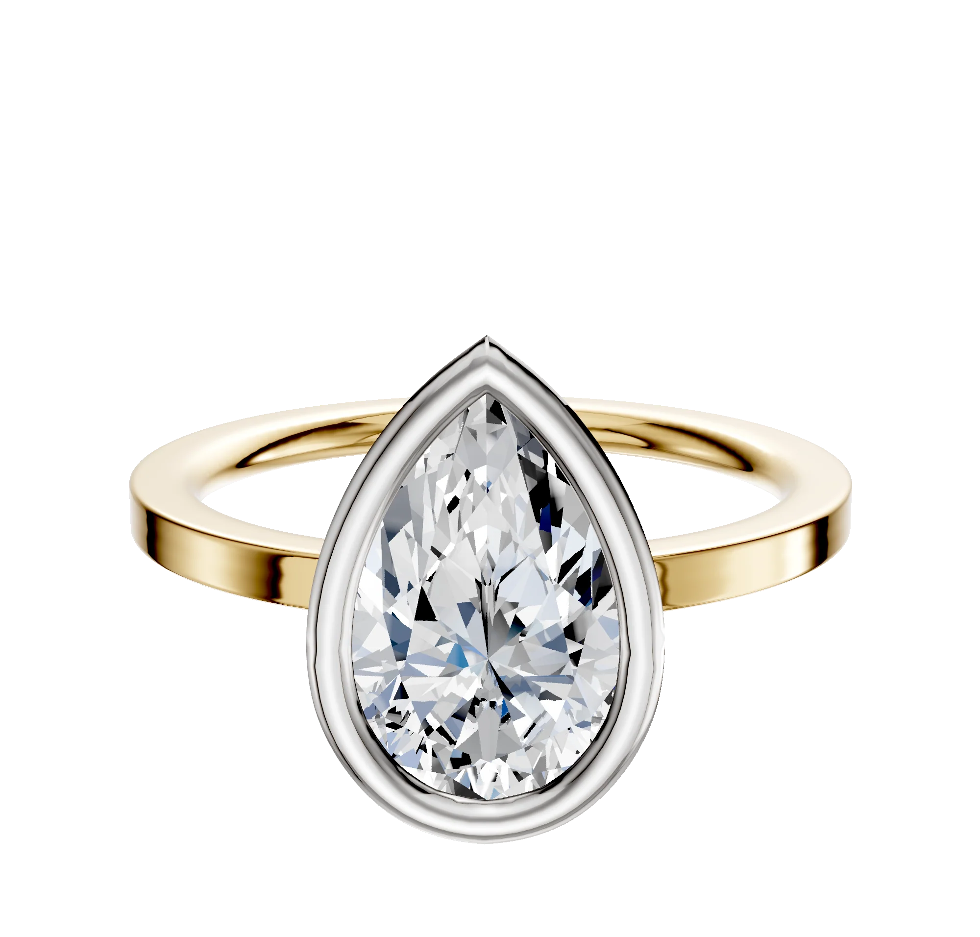 18K Two Tone Bezel Full Bezel North/South Classic Flat 1.5mm Engagement Ring