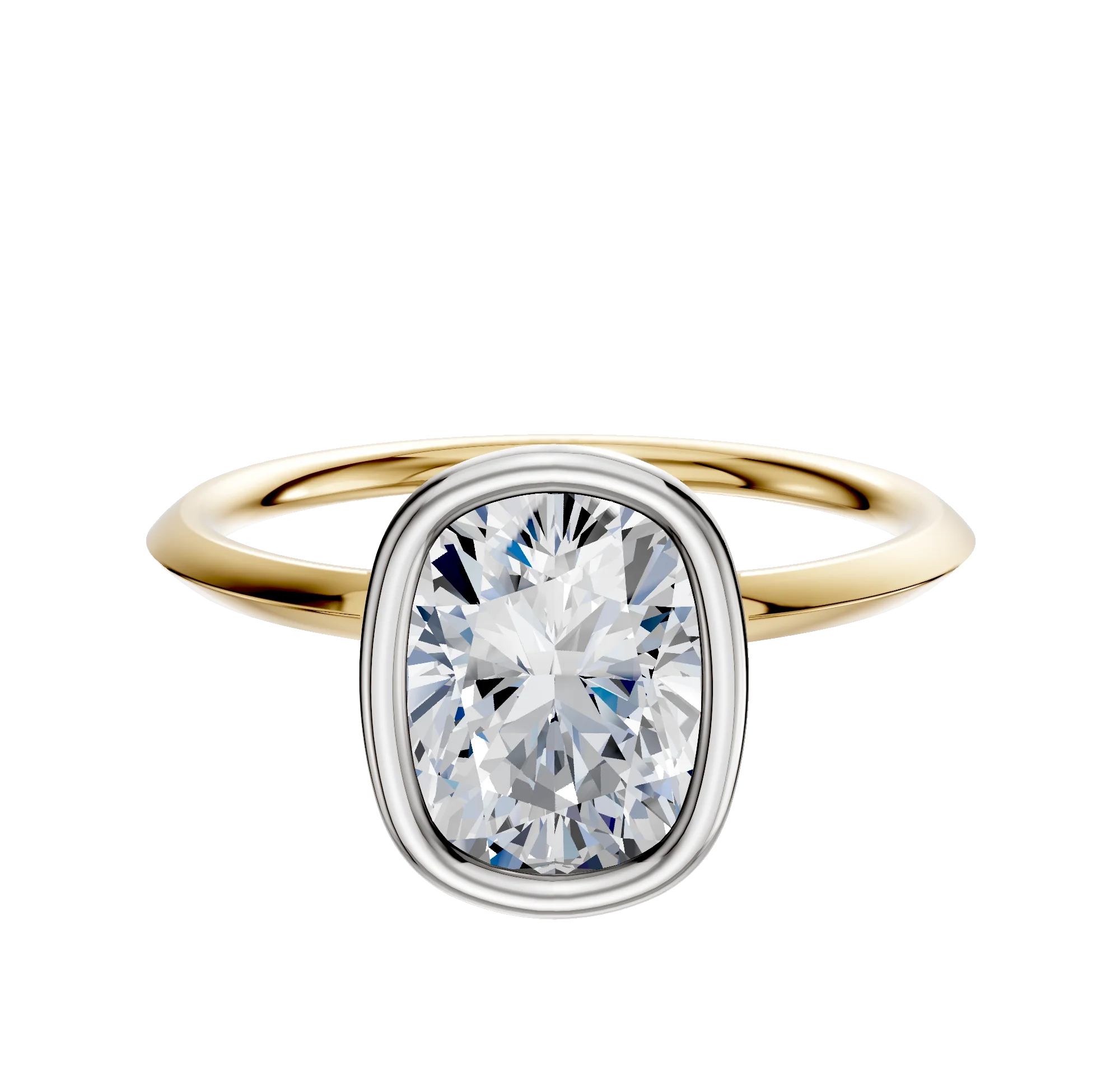 18K Two Tone Bezel Full Bezel North/South Classic Knife Edge 1.5mm Engagement Ring