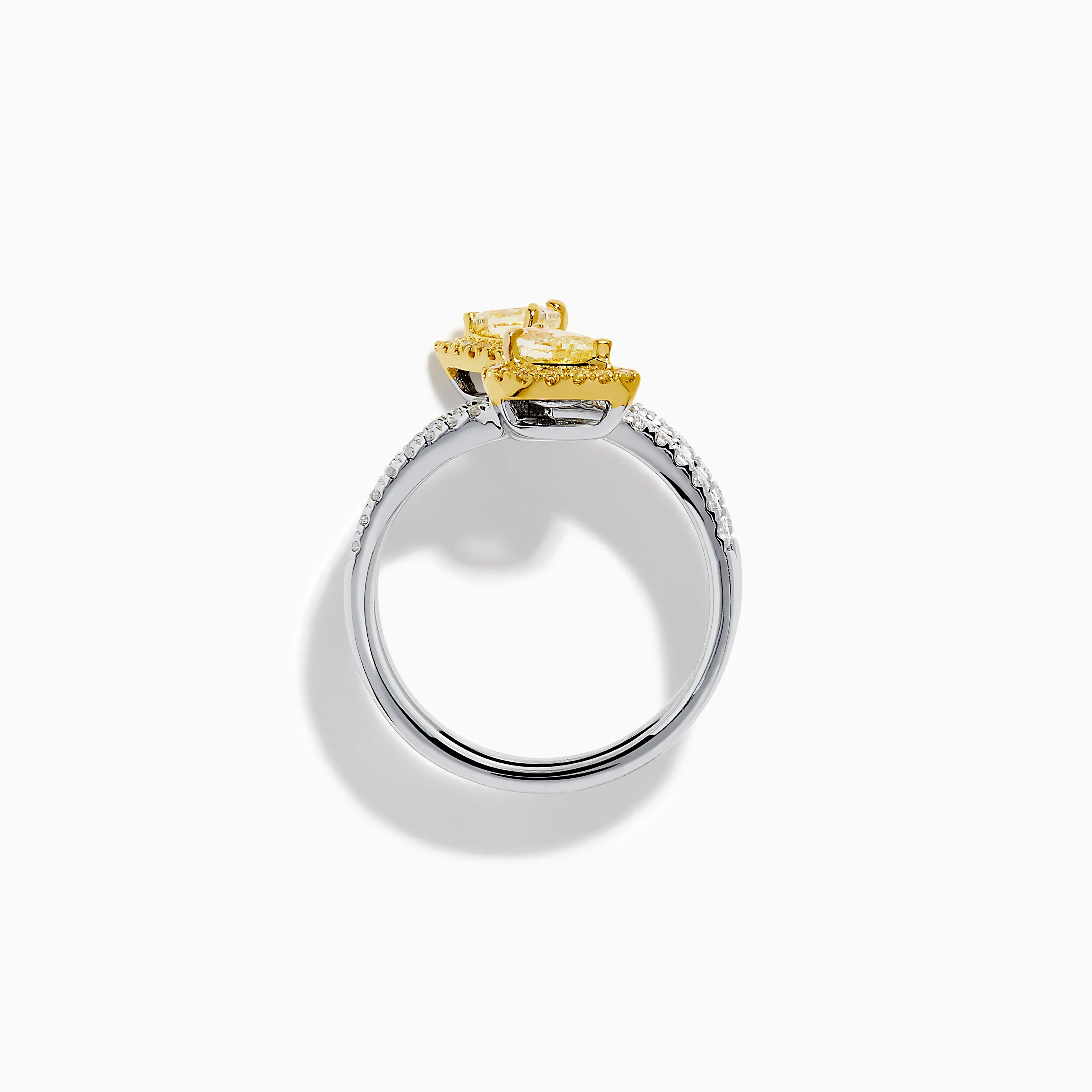 18K Two-Tone Gold Yellow and White Diamond Wrap Bypass Ring - Image 3
