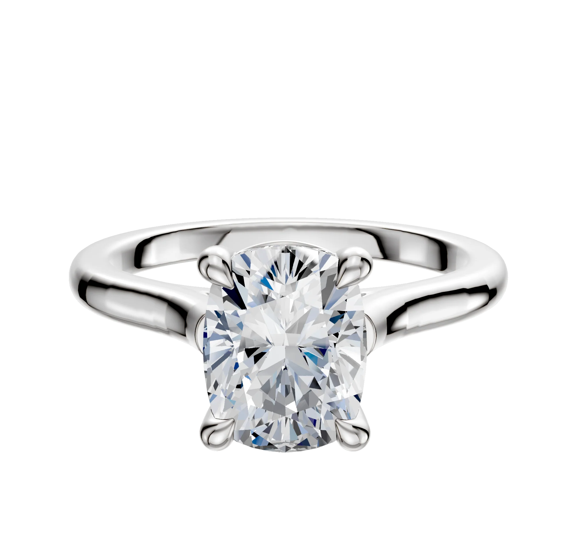 18K White Gold 4 Prong Basket Cathedral Dome 2.0mm Engagement Ring