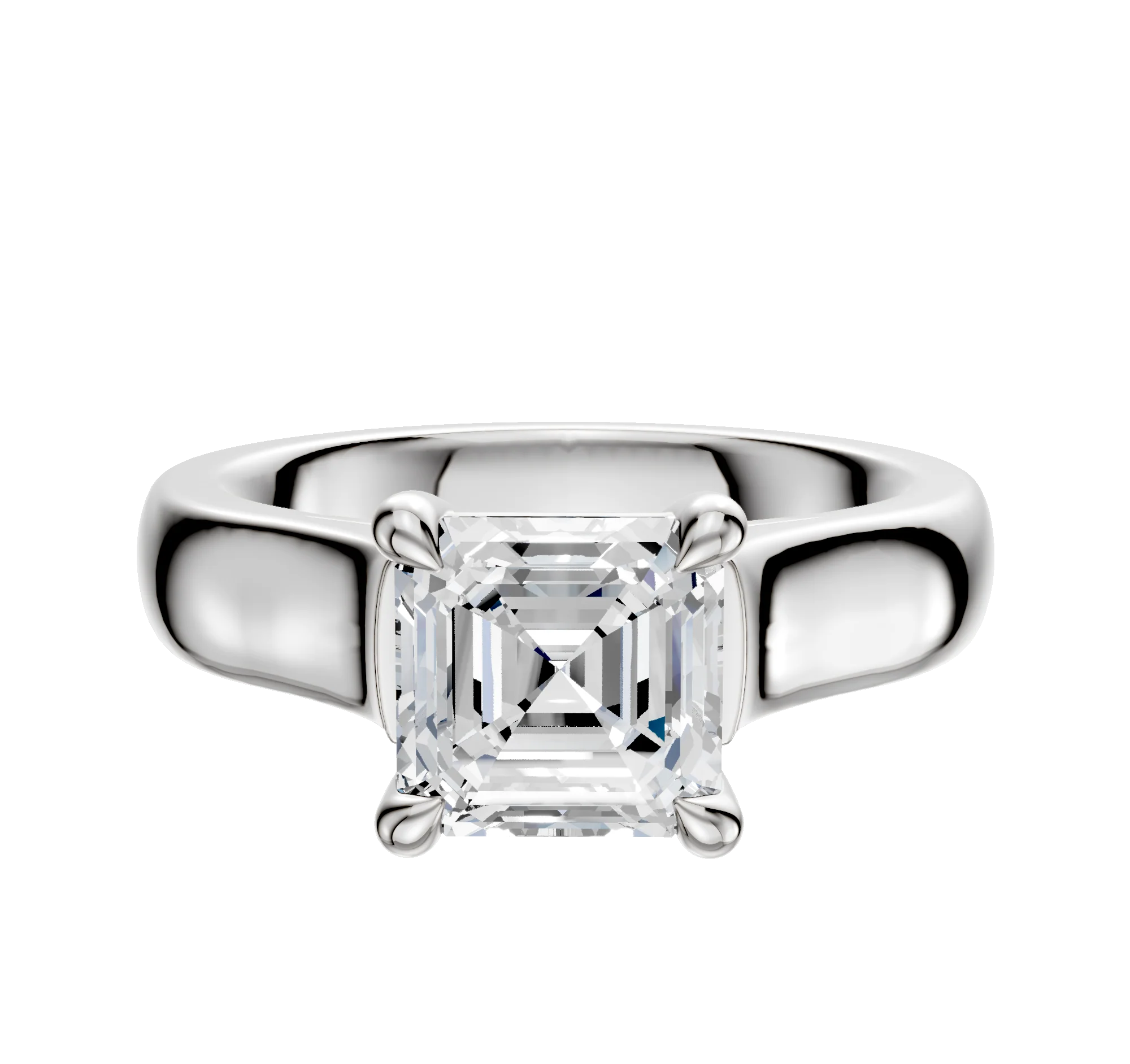 18K White Gold 4 Prong Basket Cathedral Dome 4.0mm Engagement Ring