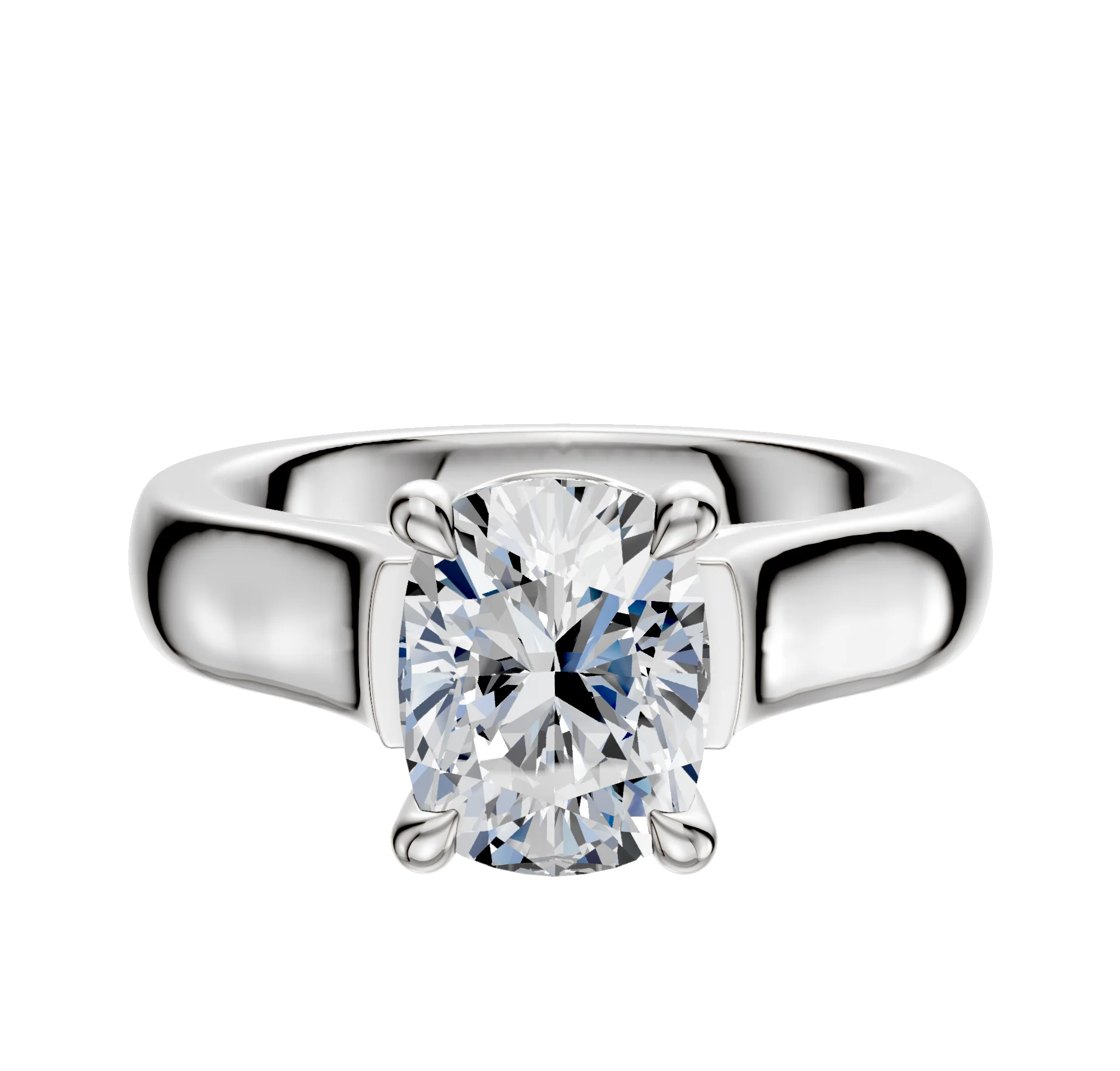 18K White Gold 4 Prong Basket Cathedral Dome 4.0mm Engagement Ring
