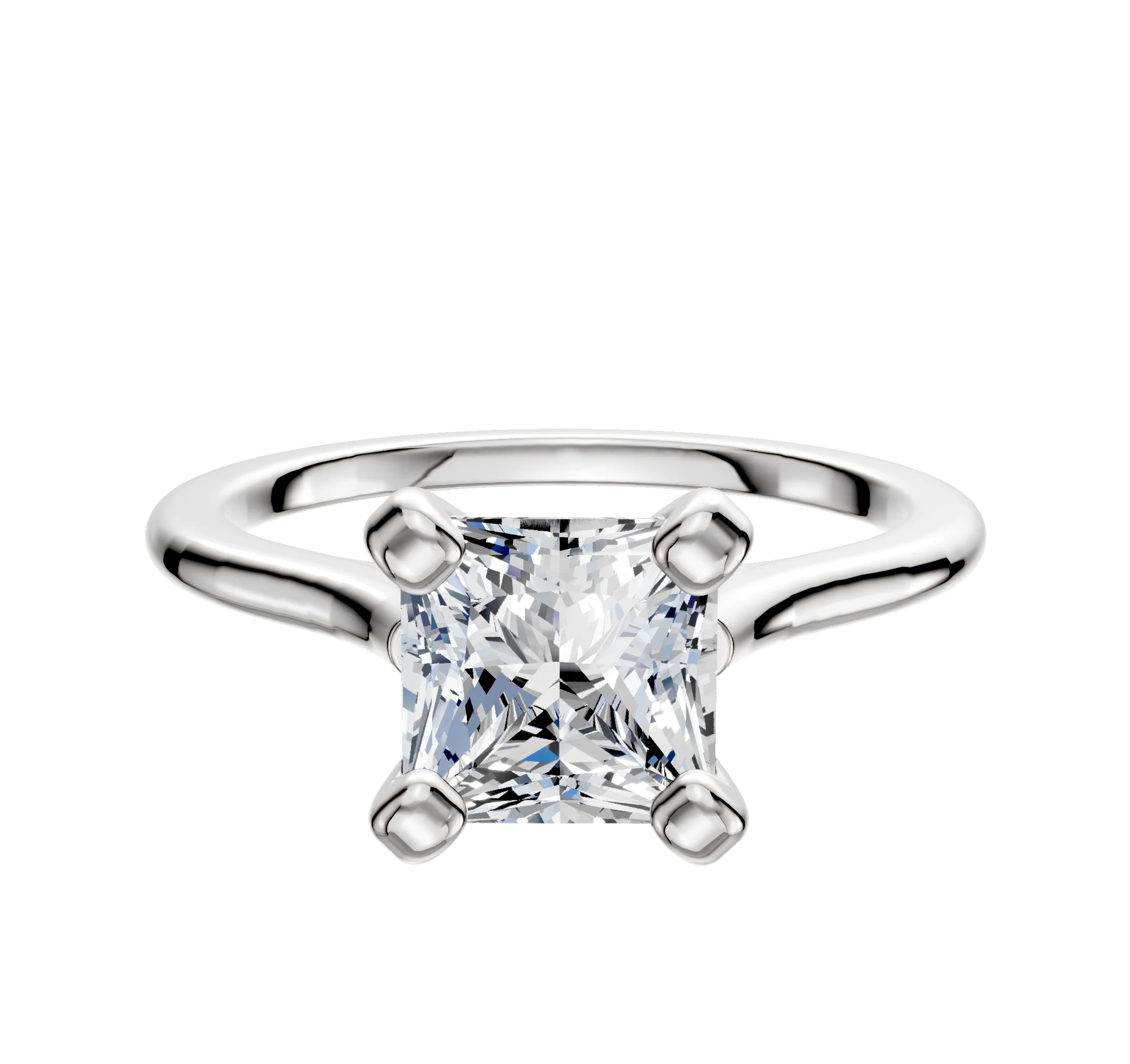 18K White Gold 4 Prong Cathedral Dome 1.5mm Engagement Ring