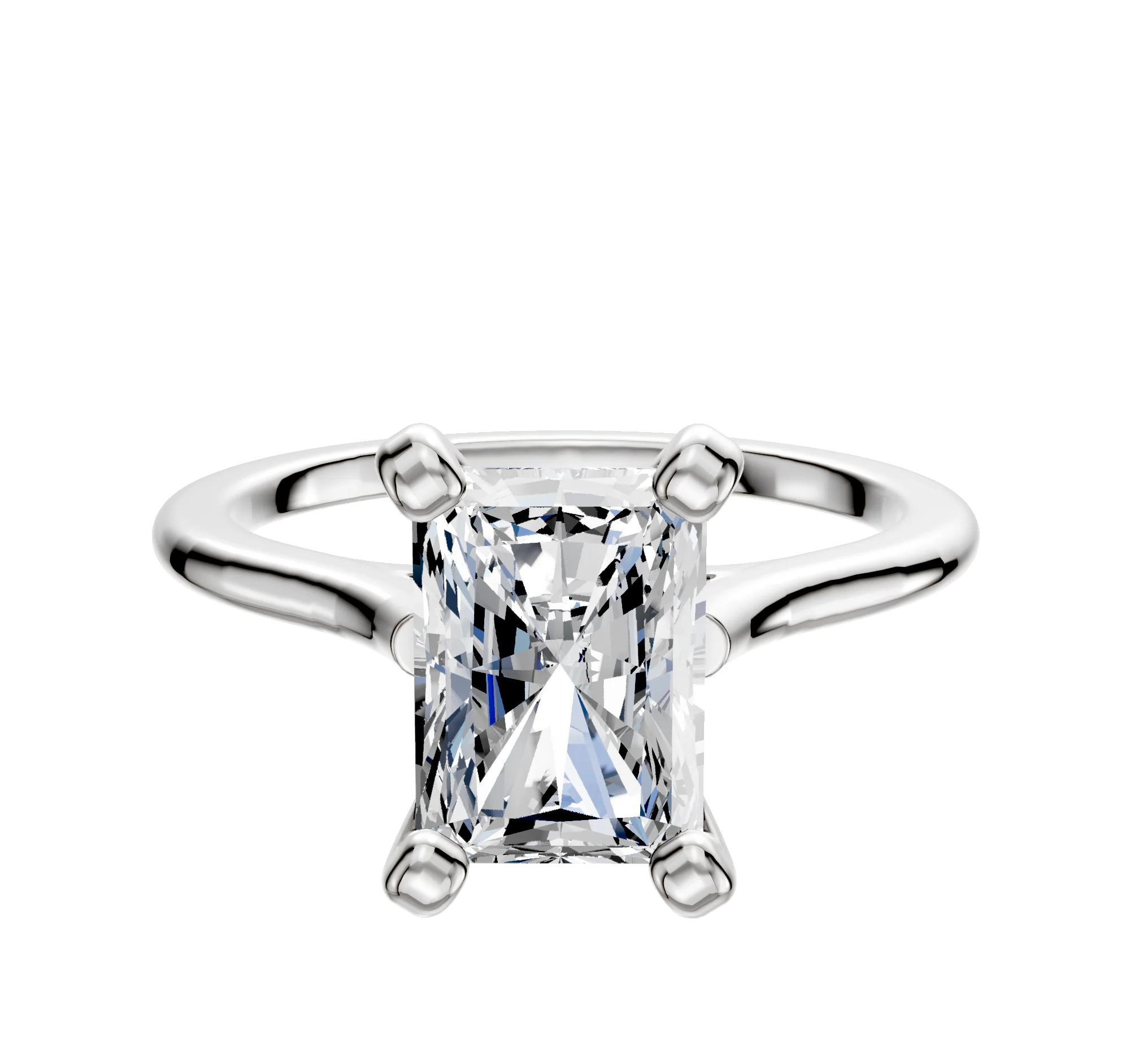 18K White Gold 4 Prong Cathedral Dome 1.5mm Engagement Ring